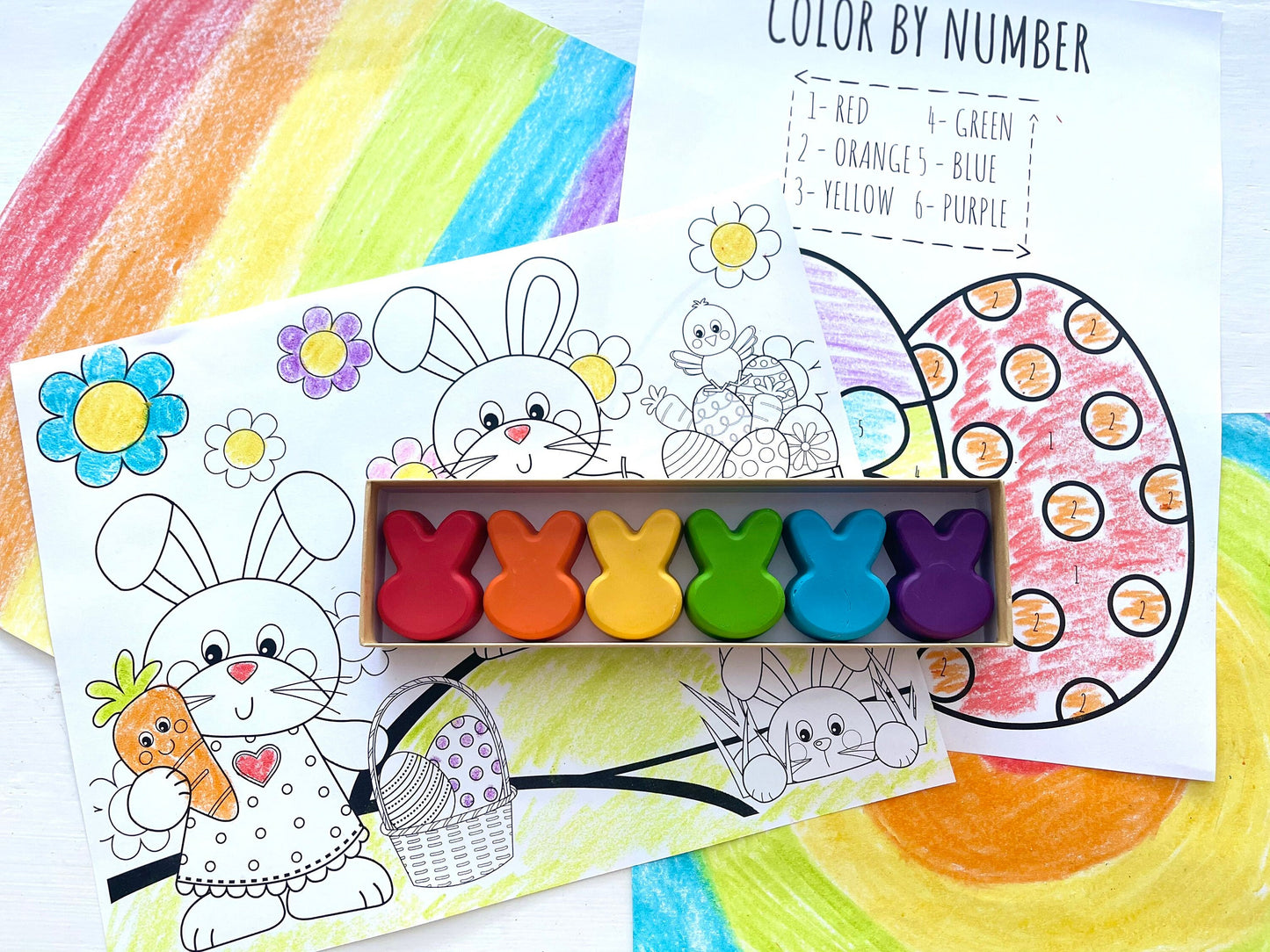 Bunny Crayons - Kids Easter Basket Stuffers - Boys Easter Basket Stuffers - Girls Easter Basket Stuffers - Toddler Easter Basket Stuffers
