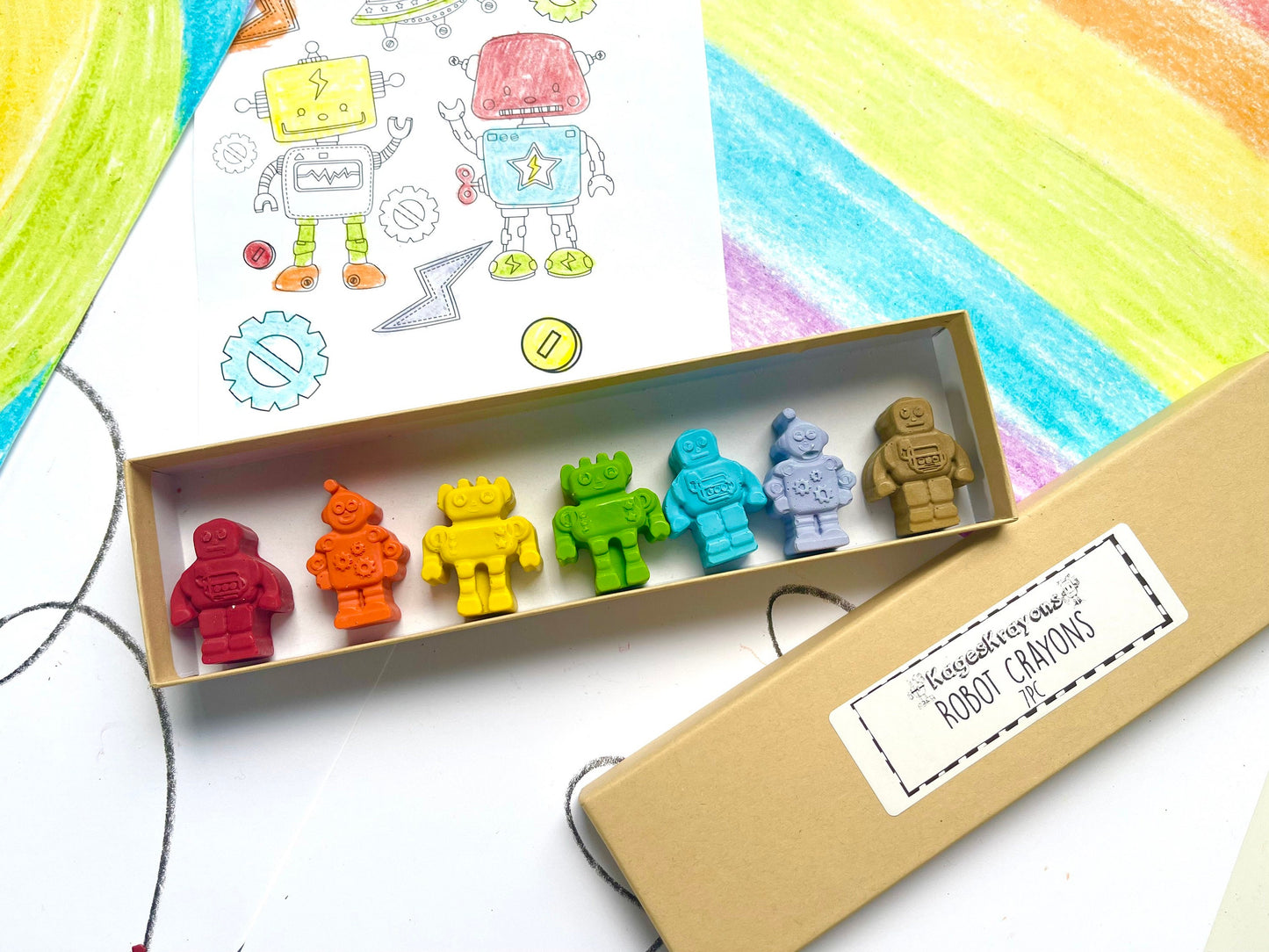 Robot Crayons - Robot Party Favors - Kids Gifts - Kids Stocking Stuffers - Kids Birthday Gifts - Easter Basket Stuffers - Kids Party Favors