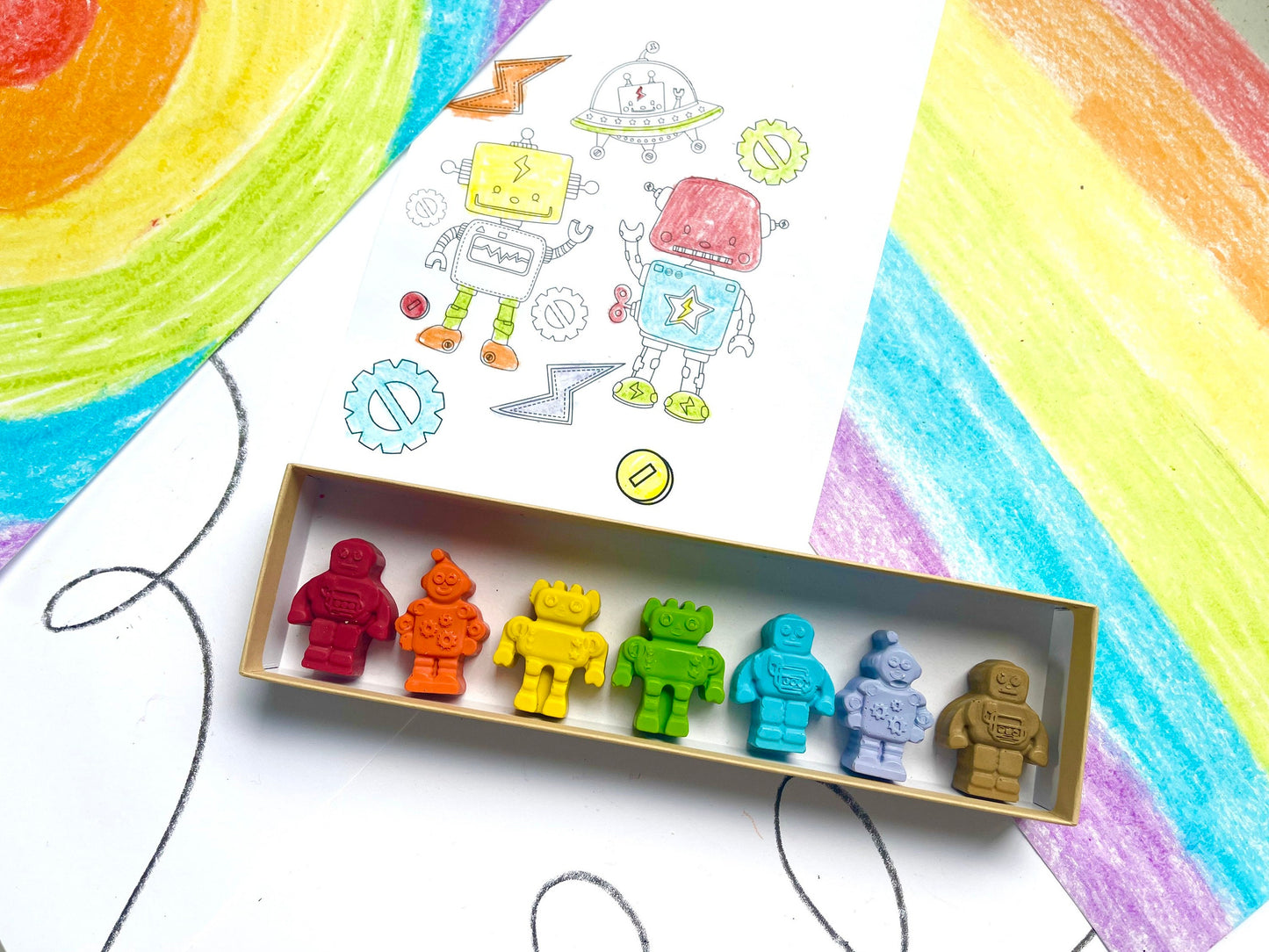 Robot Crayons - Robot Party Favors - Kids Gifts - Kids Stocking Stuffers - Kids Birthday Gifts - Easter Basket Stuffers - Kids Party Favors