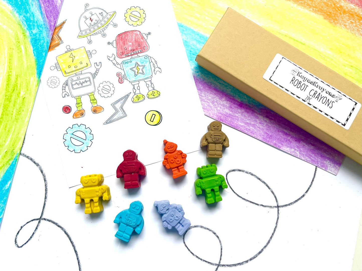 Robot Crayons - Robot Party Favors - Kids Gifts - Kids Stocking Stuffers - Kids Birthday Gifts - Easter Basket Stuffers - Kids Party Favors