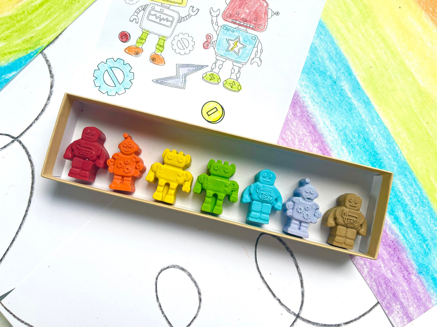 Robot Crayons - Robot Party Favors - Kids Gifts - Kids Stocking Stuffers - Kids Birthday Gifts - Easter Basket Stuffers - Kids Party Favors