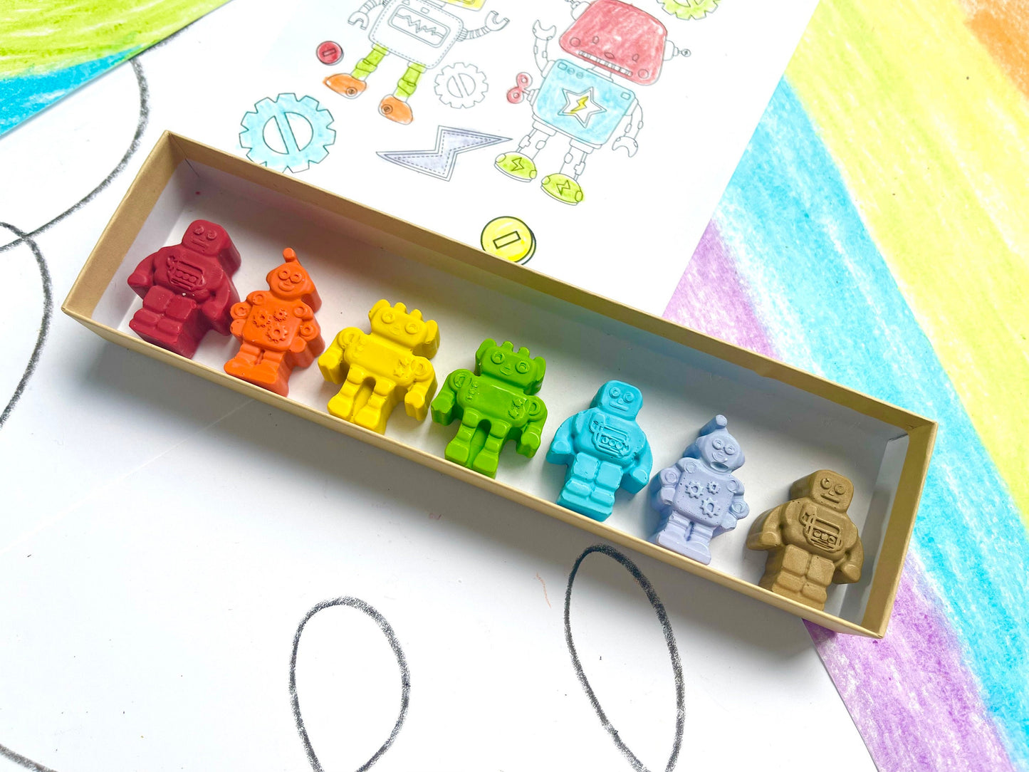 Robot Crayons - Robot Party Favors - Kids Gifts - Kids Stocking Stuffers - Kids Birthday Gifts - Easter Basket Stuffers - Kids Party Favors