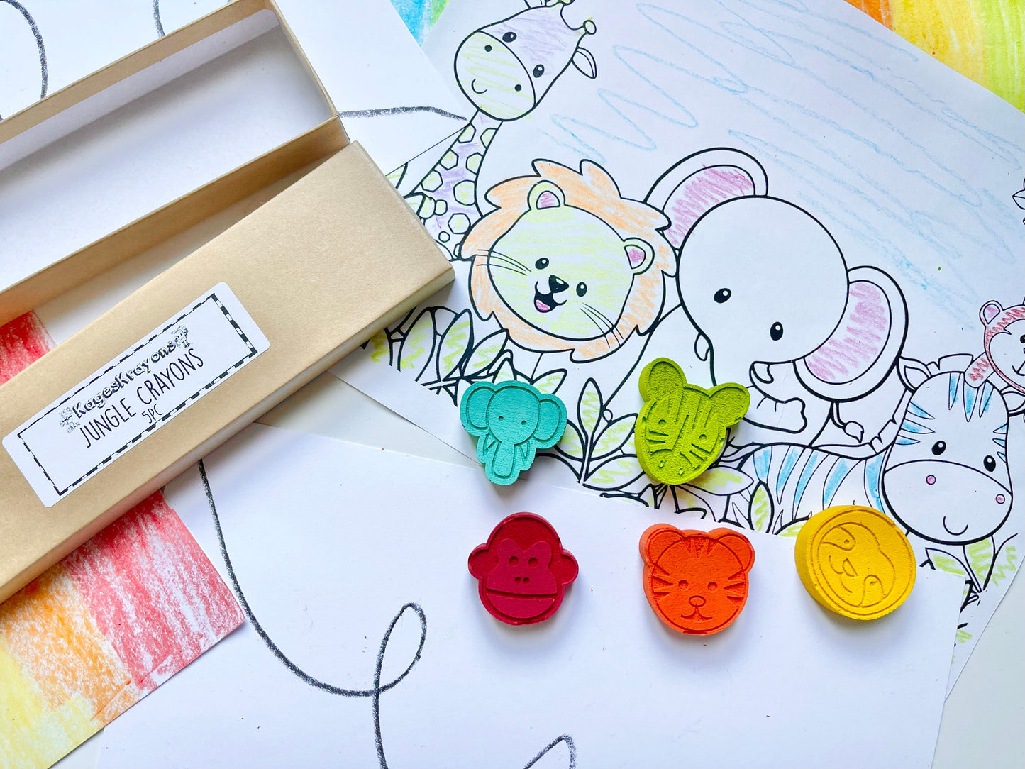 Jungle Animal Crayons - Safari Party Favors - Stocking Stuffers - Easter Basket Stuffers - Kids Birthday Gifts - Gifts For Kids - Kid Gifts