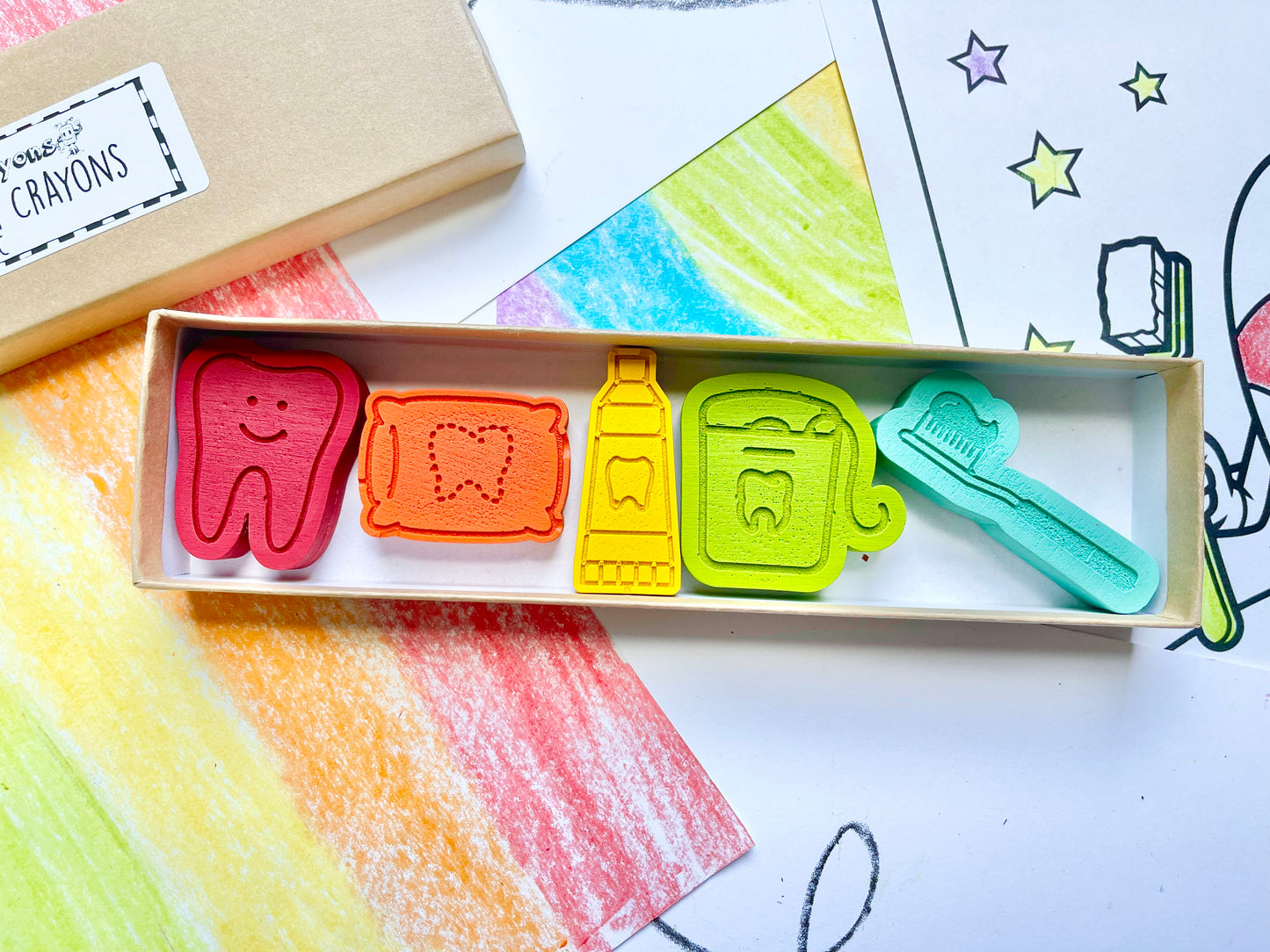 Happy Teeth Crayons - Tooth Fairy Gift - Gift From Tooth Fairy - Dentist Gifts - Dental Hygiene Gifts - Gifts For Kids - Lost Tooth Gift