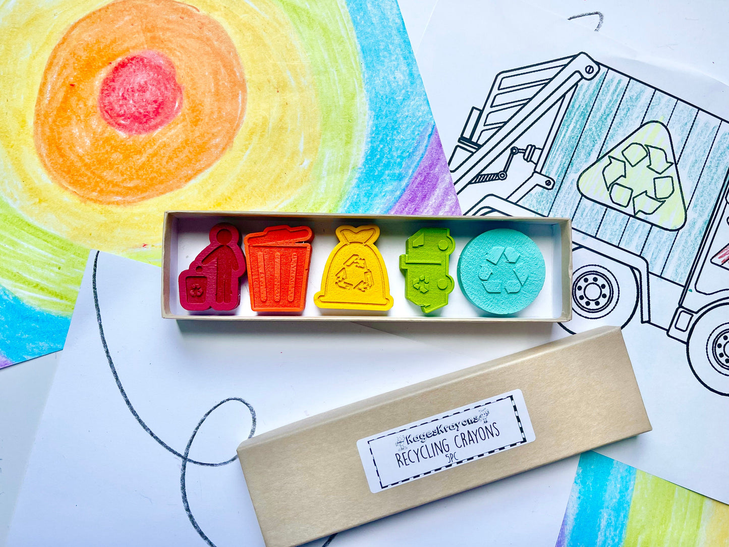 Trash Truck Crayons - Garbage Truck Birthday Party Favors - Gifts For Kids - Stocking Stuffers - Easter Basket Stuffers - Recycle Birthday