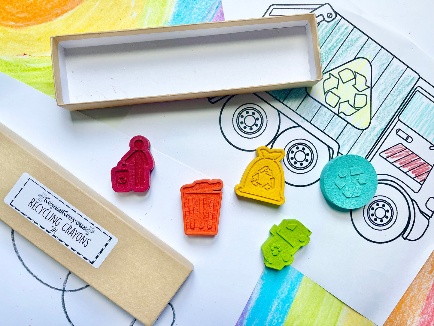 Trash Truck Crayons - Garbage Truck Birthday Party Favors - Gifts For Kids - Stocking Stuffers - Easter Basket Stuffers - Recycle Birthday