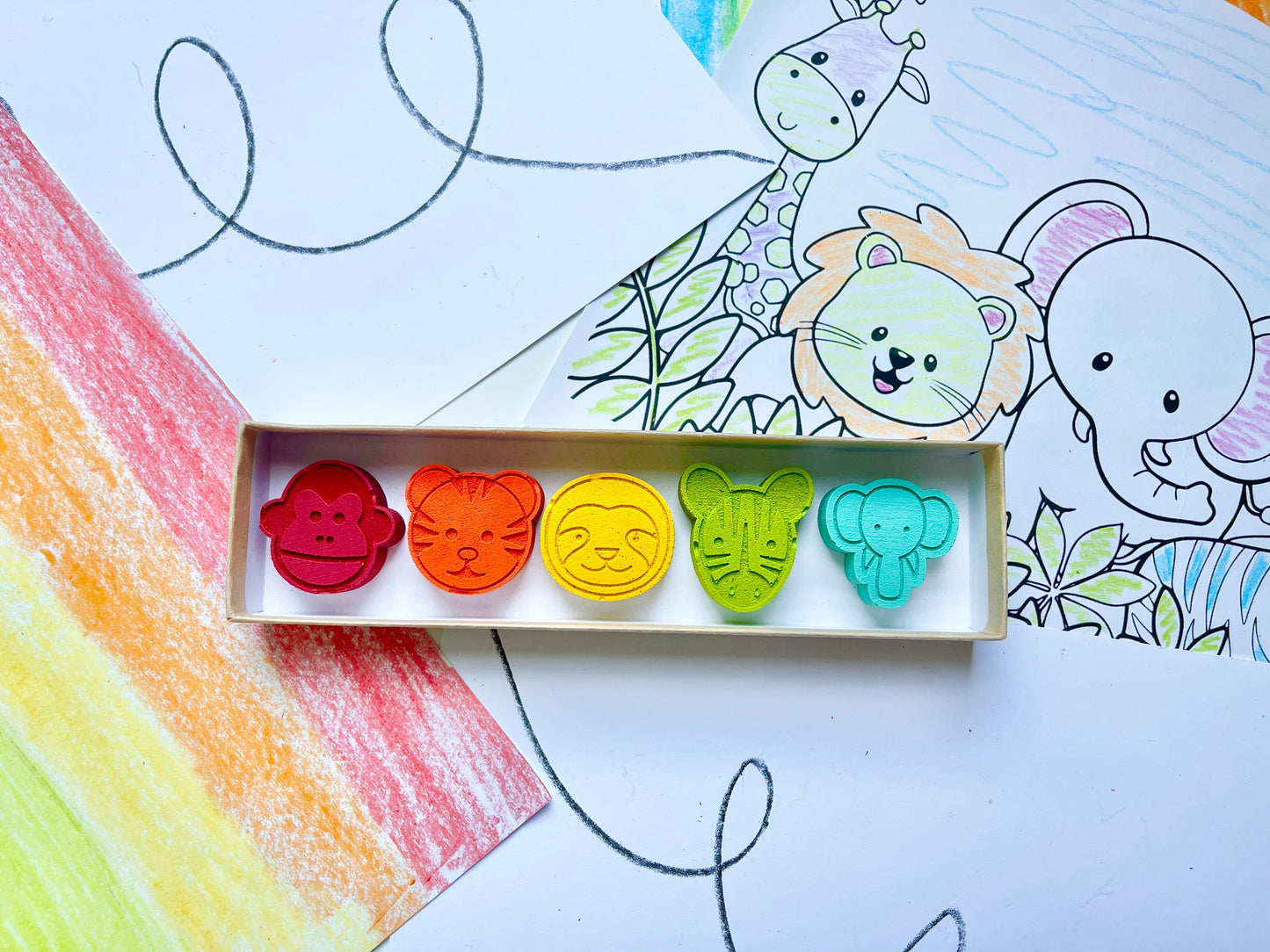 Jungle Animal Crayons - Safari Party Favors - Stocking Stuffers - Easter Basket Stuffers - Kids Birthday Gifts - Gifts For Kids - Kid Gifts