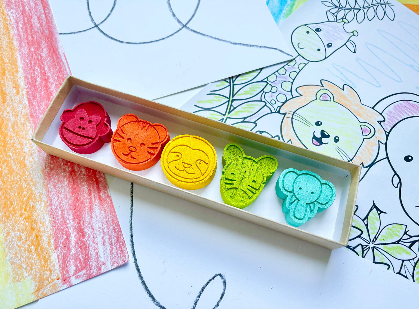 Jungle Animal Crayons - Safari Party Favors - Stocking Stuffers - Easter Basket Stuffers - Kids Birthday Gifts - Gifts For Kids - Kid Gifts