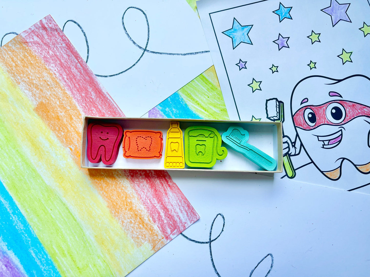 Happy Teeth Crayons - Tooth Fairy Gift - Gift From Tooth Fairy - Dentist Gifts - Dental Hygiene Gifts - Gifts For Kids - Lost Tooth Gift