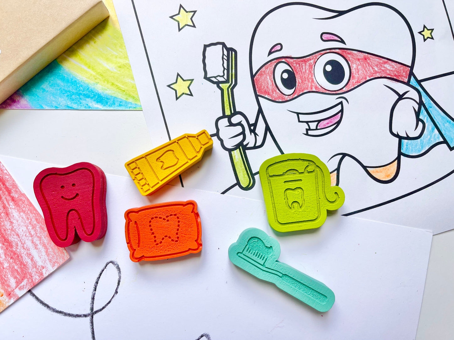 Happy Teeth Crayons - Tooth Fairy Gift - Gift From Tooth Fairy - Dentist Gifts - Dental Hygiene Gifts - Gifts For Kids - Lost Tooth Gift