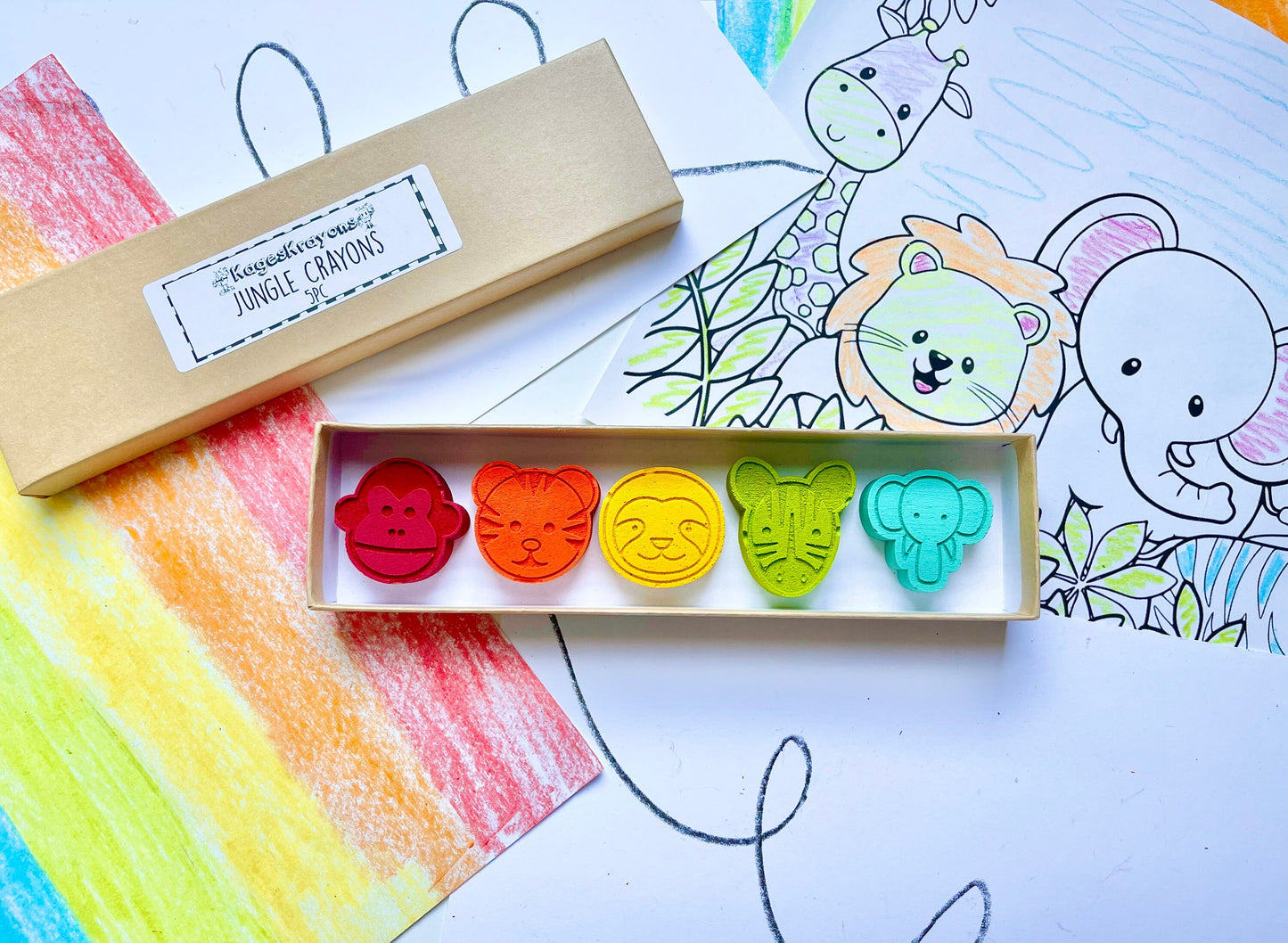 Jungle Animal Crayons - Safari Party Favors - Stocking Stuffers - Easter Basket Stuffers - Kids Birthday Gifts - Gifts For Kids - Kid Gifts
