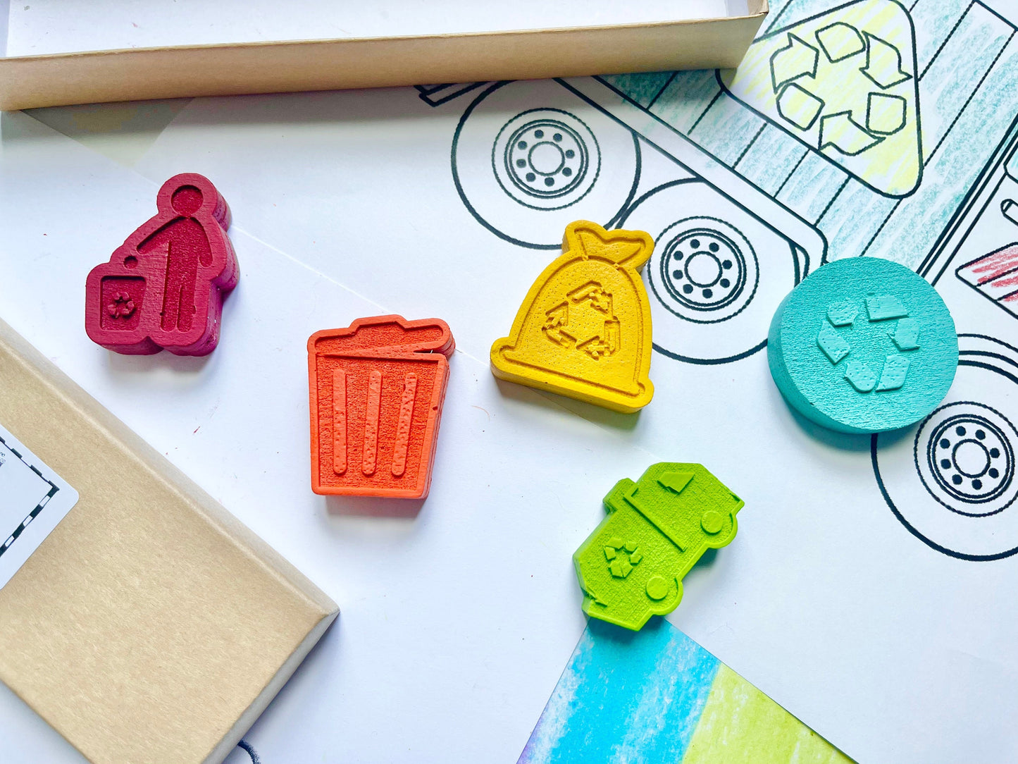 Trash Truck Crayons - Garbage Truck Birthday Party Favors - Gifts For Kids - Stocking Stuffers - Easter Basket Stuffers - Recycle Birthday