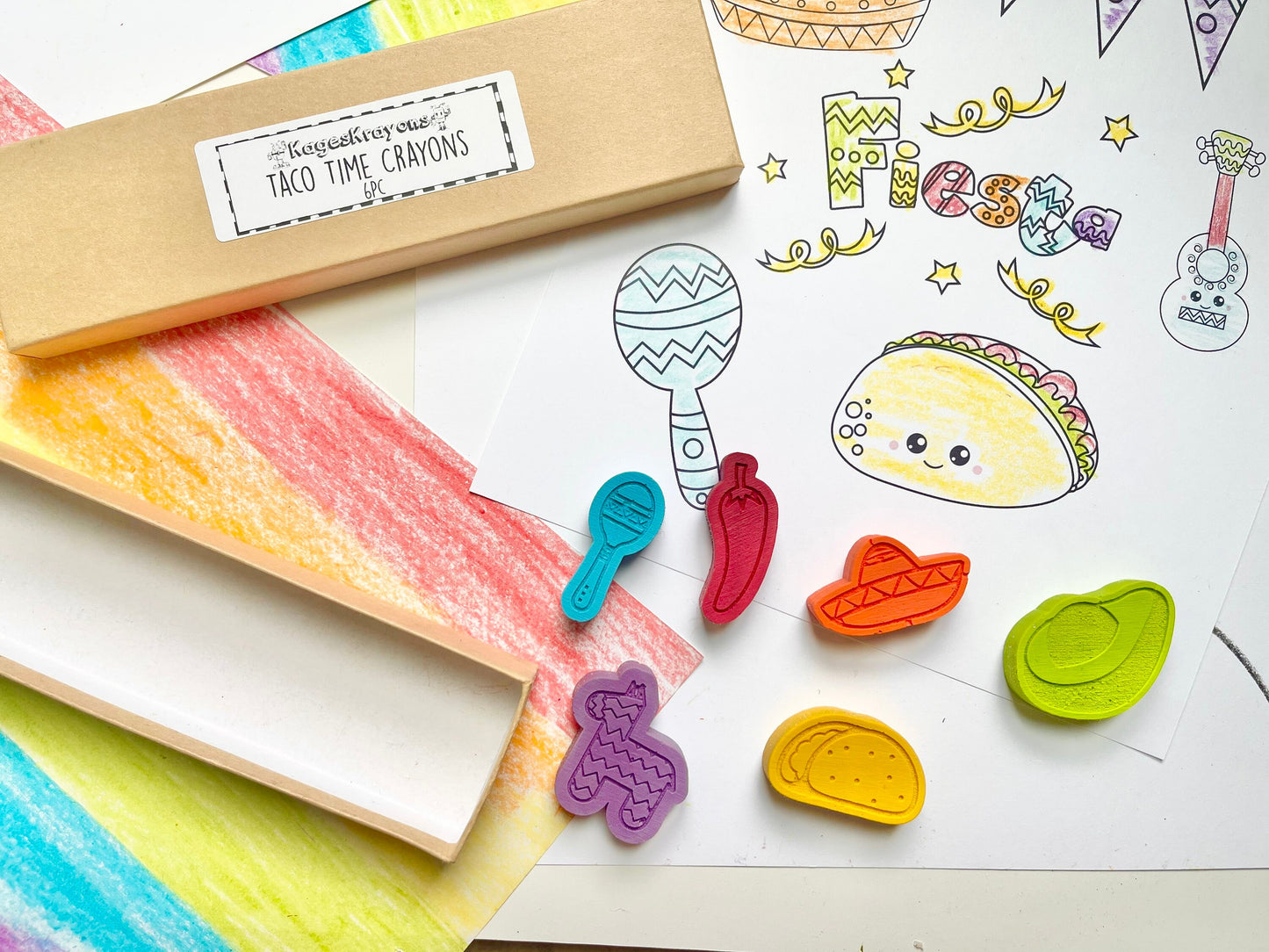 Taco Fiesta Crayons - Taco Party Favors - Stocking Stuffers - Easter Basket Stuffers - Kids Birthday Gifts - Gifts For Kids - Kid Gifts