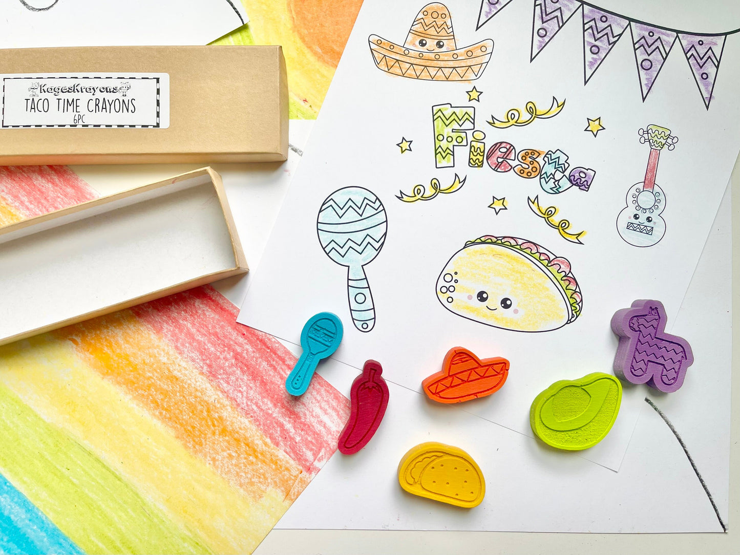 Taco Fiesta Crayons - Taco Party Favors - Stocking Stuffers - Easter Basket Stuffers - Kids Birthday Gifts - Gifts For Kids - Kid Gifts