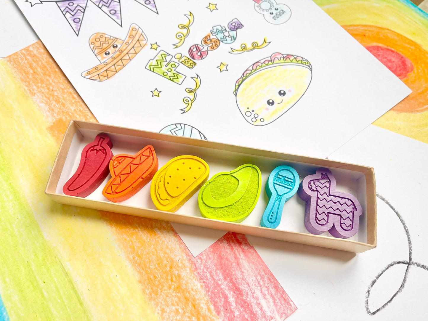 Taco Fiesta Crayons - Taco Party Favors - Stocking Stuffers - Easter Basket Stuffers - Kids Birthday Gifts - Gifts For Kids - Kid Gifts