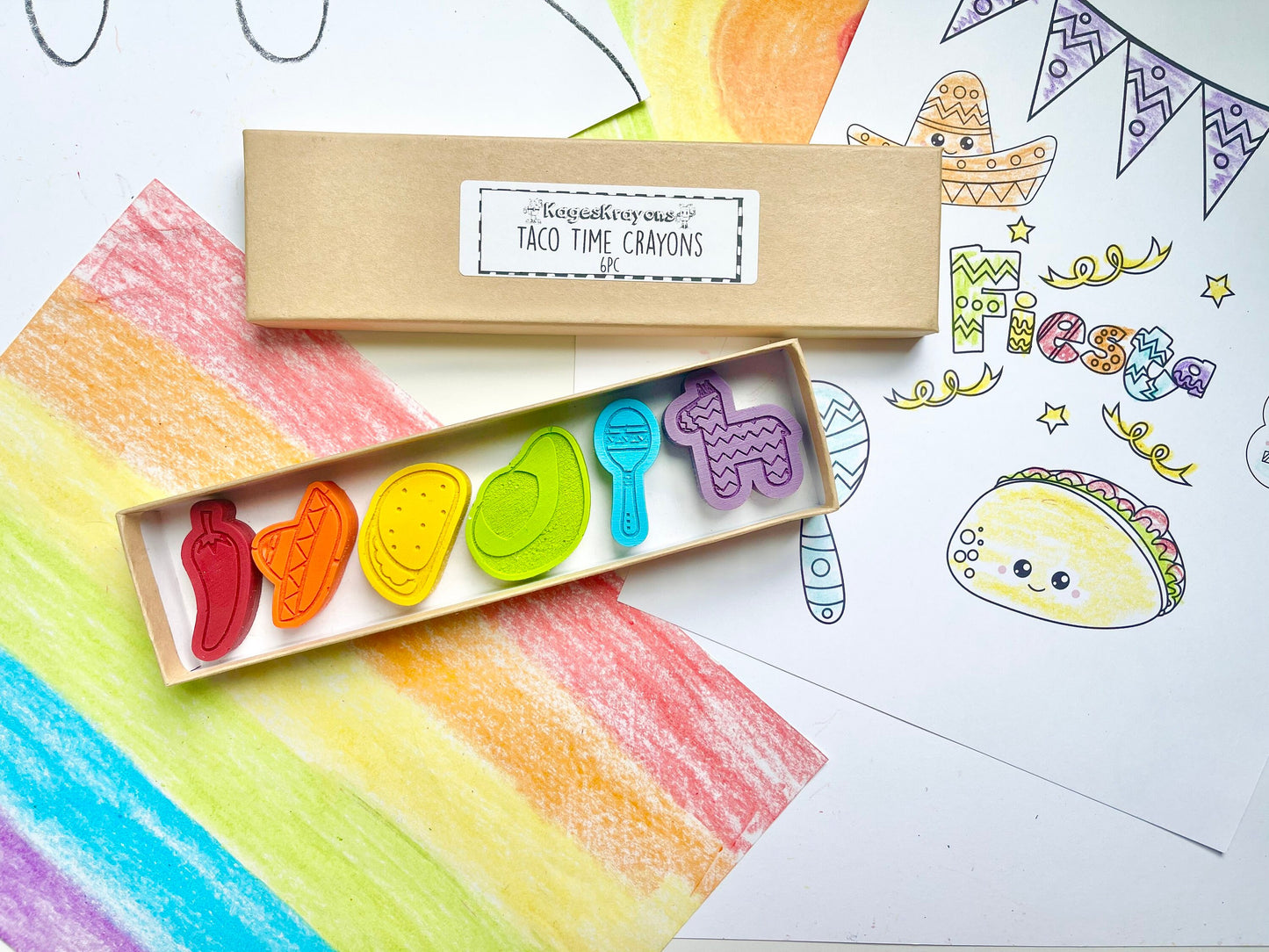 Taco Fiesta Crayons - Taco Party Favors - Stocking Stuffers - Easter Basket Stuffers - Kids Birthday Gifts - Gifts For Kids - Kid Gifts