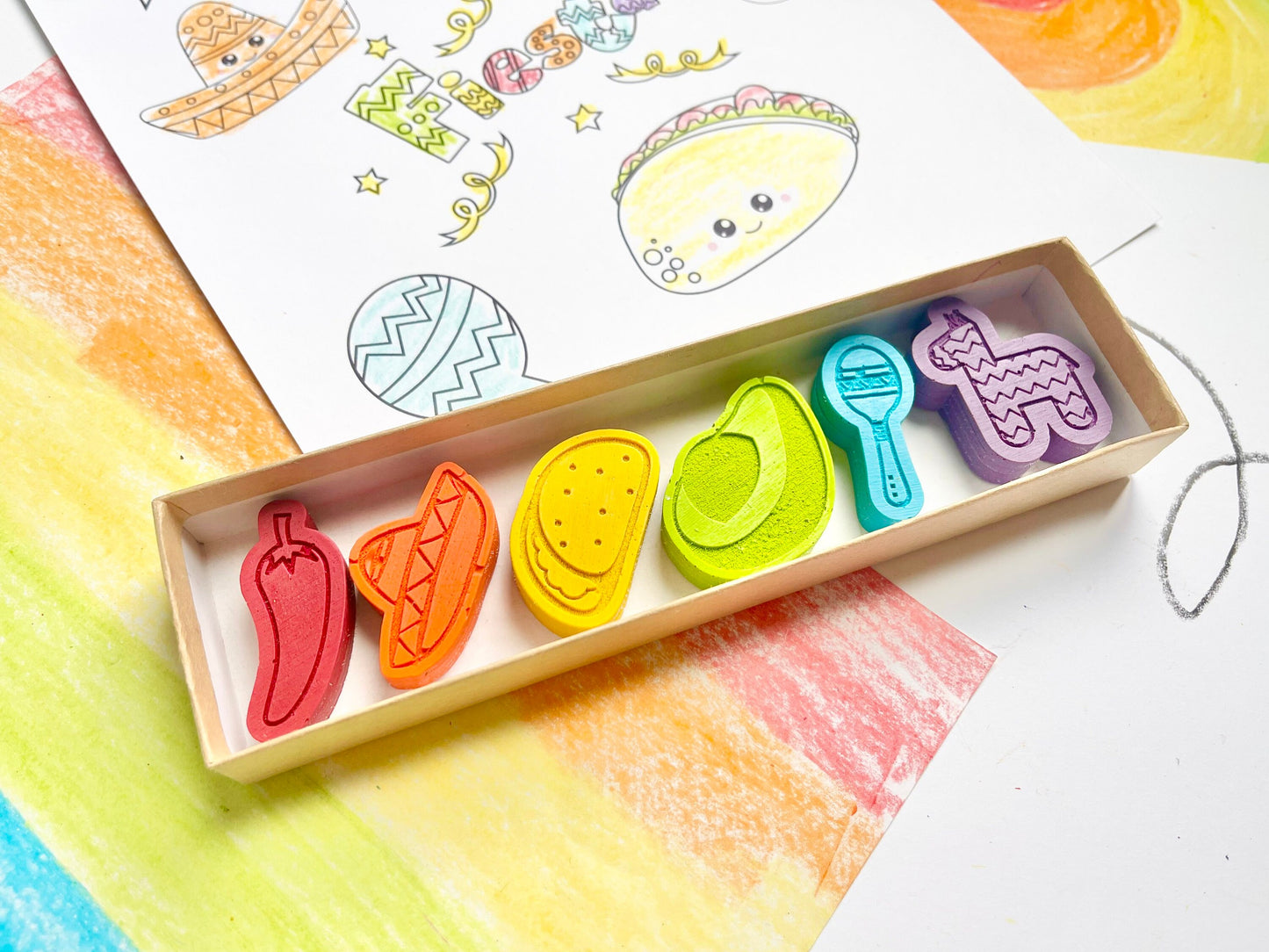 Taco Fiesta Crayons - Taco Party Favors - Stocking Stuffers - Easter Basket Stuffers - Kids Birthday Gifts - Gifts For Kids - Kid Gifts