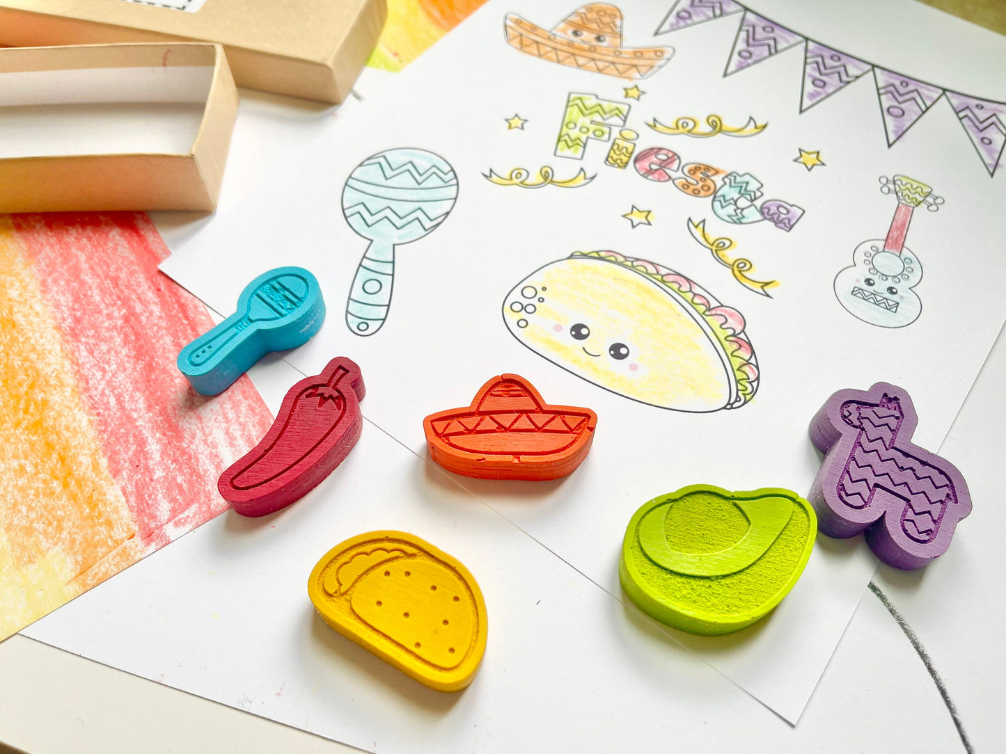 Taco Fiesta Crayons - Taco Party Favors - Stocking Stuffers - Easter Basket Stuffers - Kids Birthday Gifts - Gifts For Kids - Kid Gifts