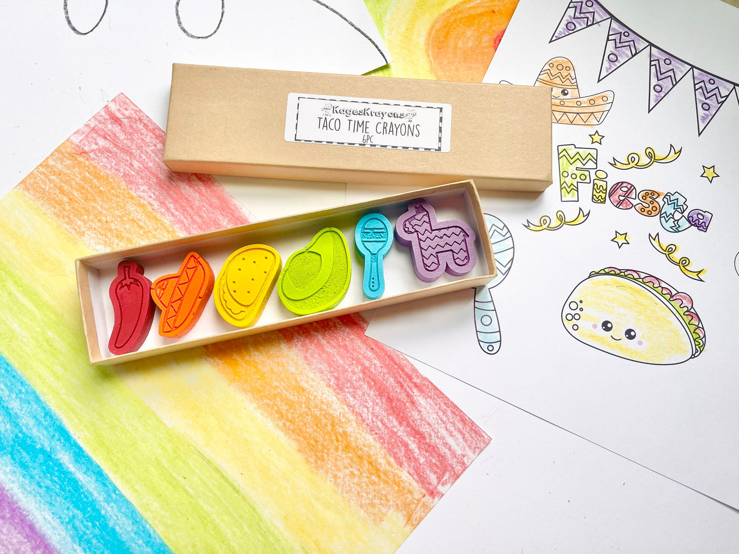 Taco Fiesta Crayons - Taco Party Favors - Stocking Stuffers - Easter Basket Stuffers - Kids Birthday Gifts - Gifts For Kids - Kid Gifts