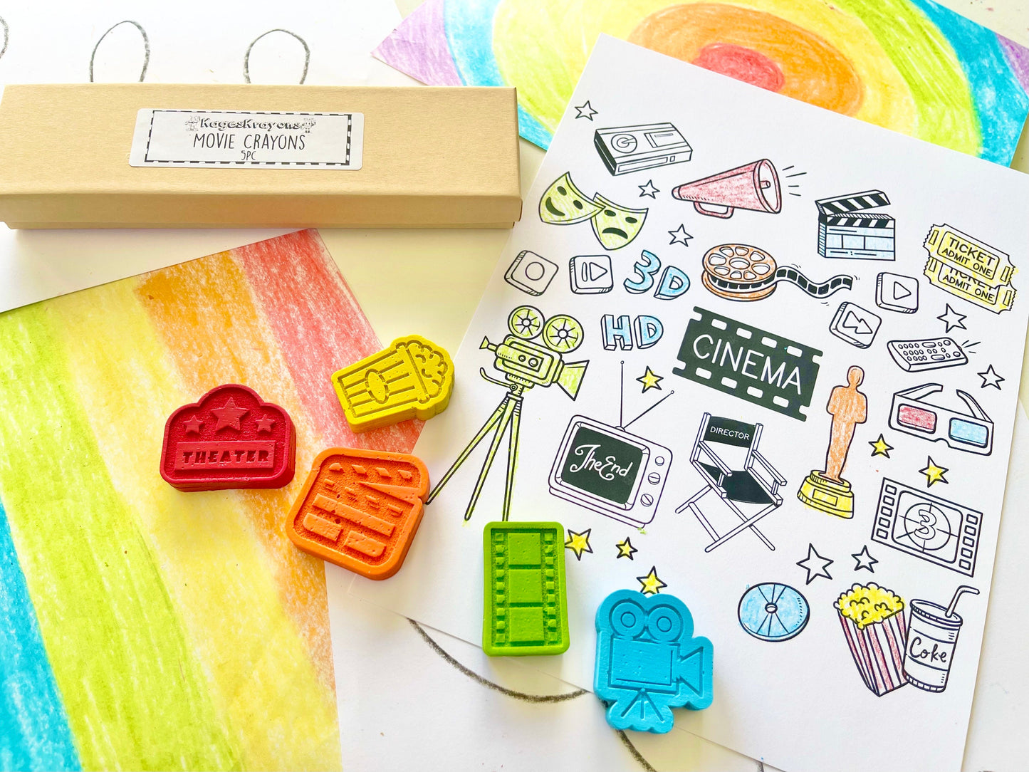 Movie Crayons - Movie Party Favors - Kids Gifts - Stocking Stuffers - Kids Birthday Gifts - Easter Basket Stuffers - Movie Birthday Favors