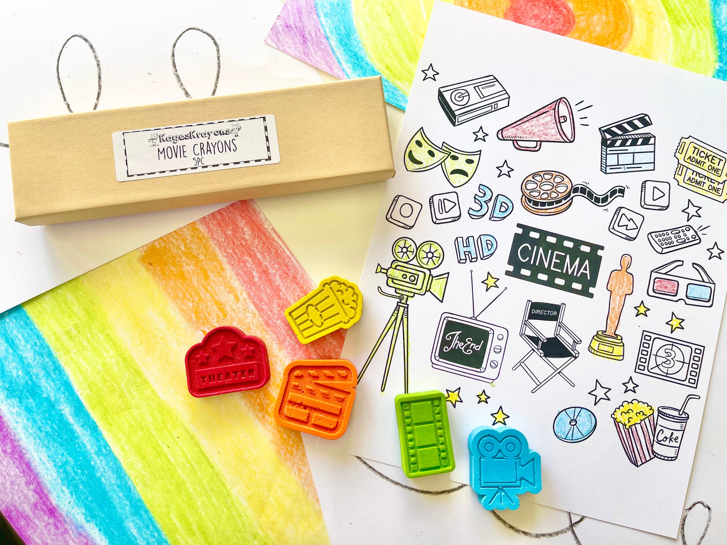Movie Crayons - Movie Party Favors - Kids Gifts - Stocking Stuffers - Kids Birthday Gifts - Easter Basket Stuffers - Movie Birthday Favors
