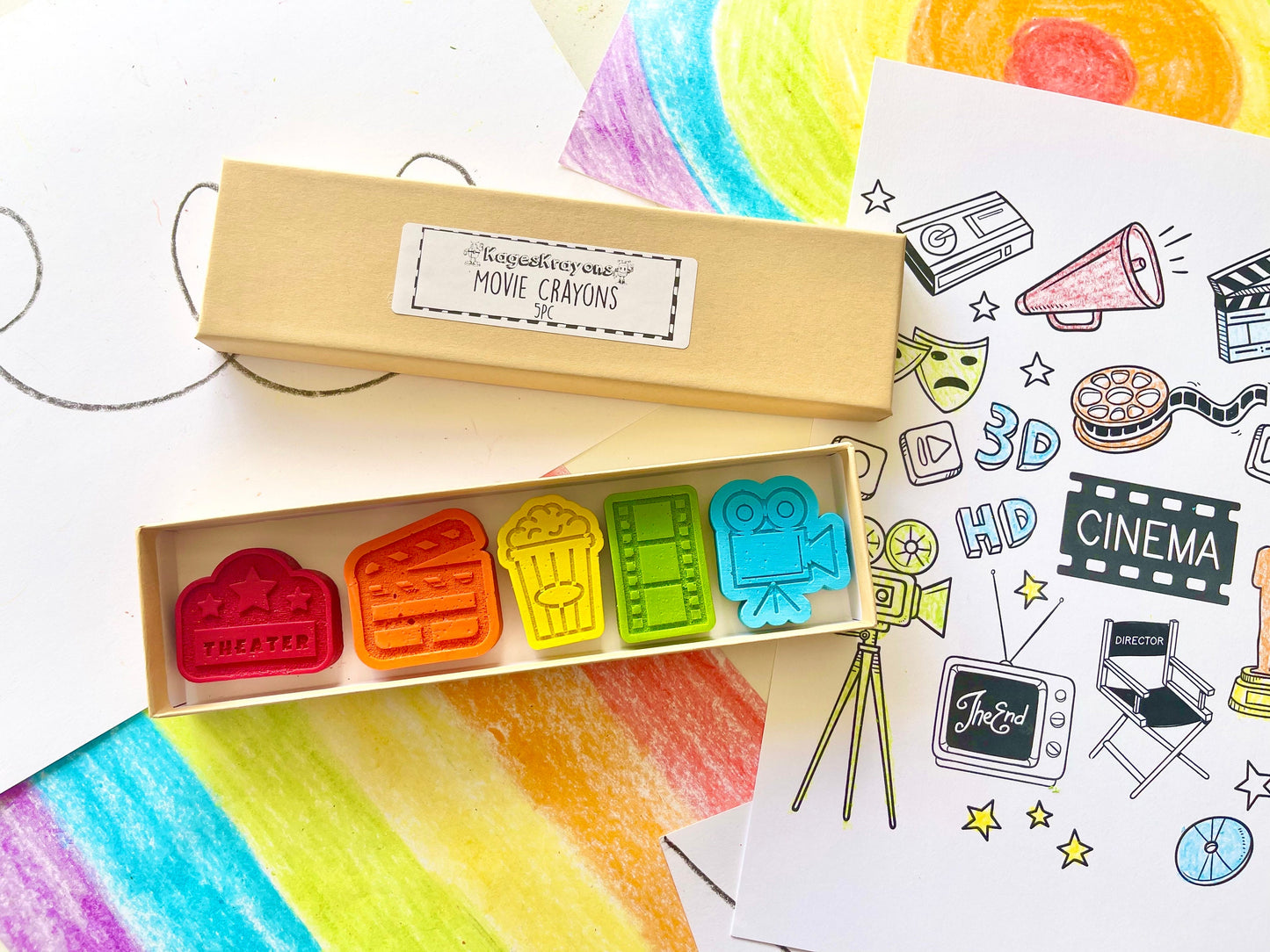 Movie Crayons - Movie Party Favors - Kids Gifts - Stocking Stuffers - Kids Birthday Gifts - Easter Basket Stuffers - Movie Birthday Favors