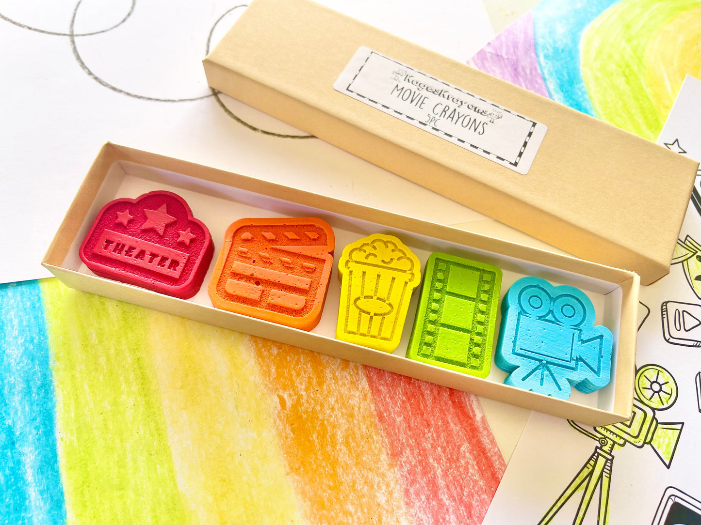 Movie Crayons - Movie Party Favors - Kids Gifts - Stocking Stuffers - Kids Birthday Gifts - Easter Basket Stuffers - Movie Birthday Favors