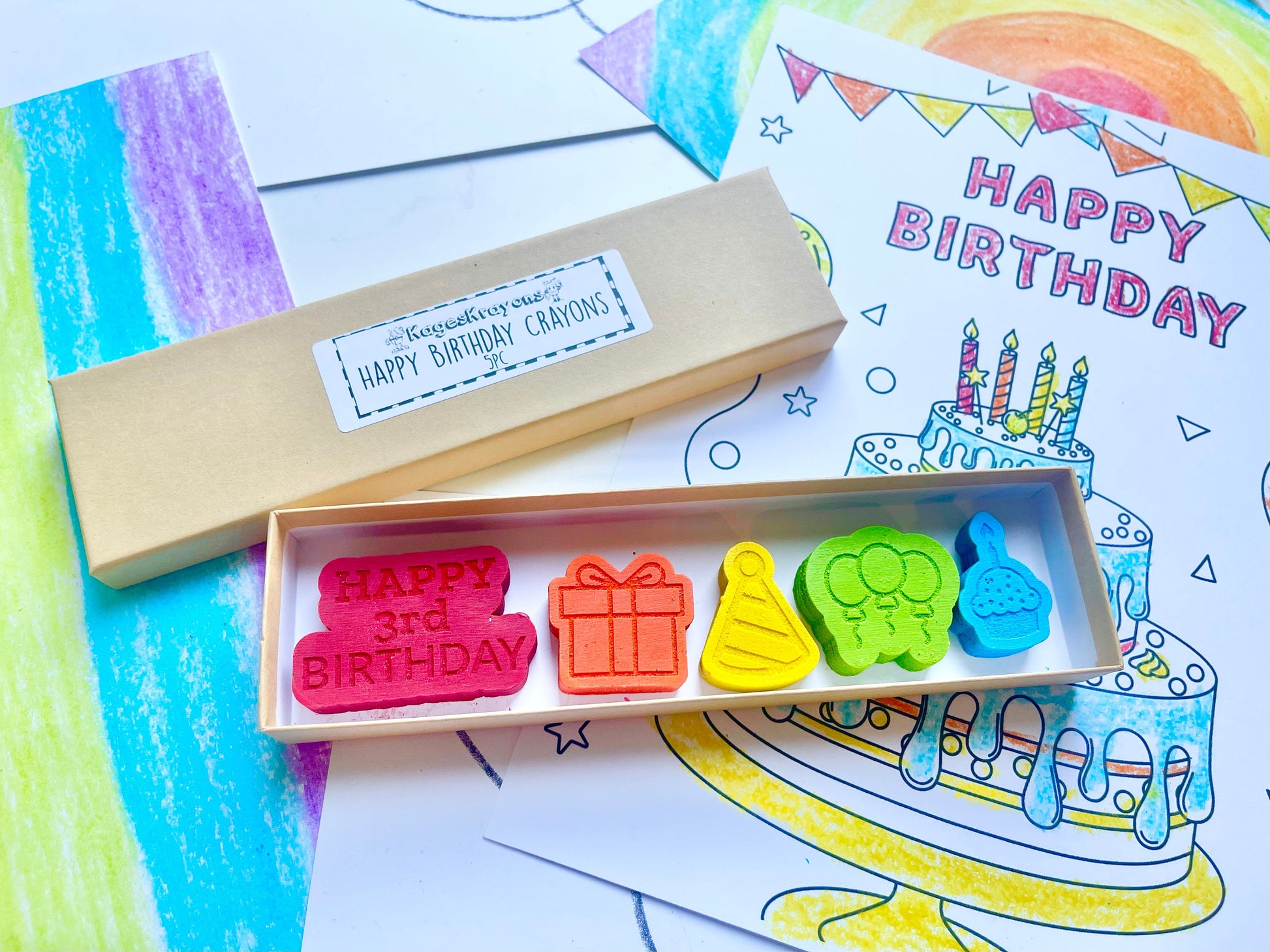 3rd Birthday Crayons - 3rd Birthday Gifts - Kids Happy Birthday Gifts - Kids Birthday Presents - Gifts For Kids - 3rd Birthday Party Favors