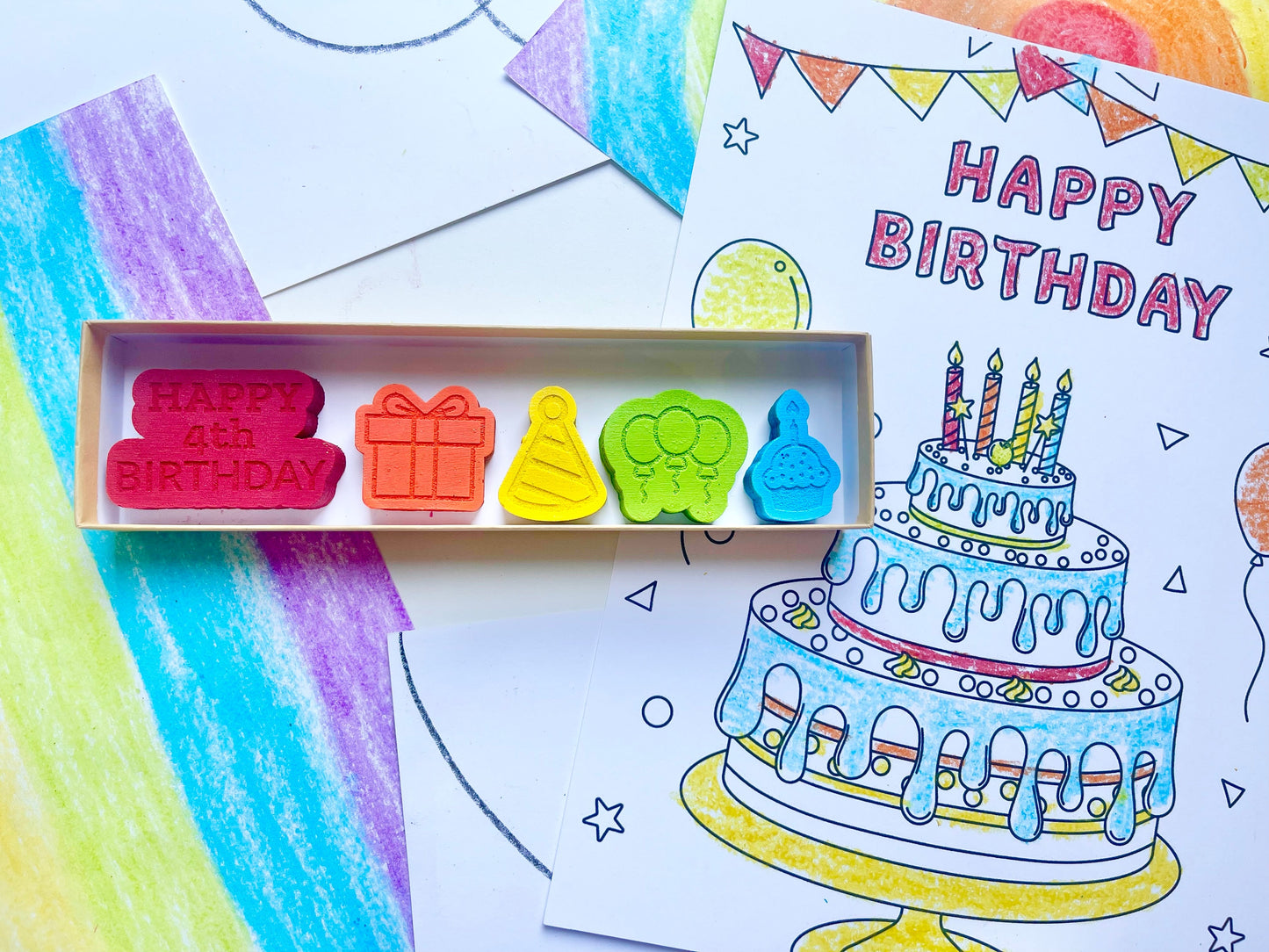 4th Birthday Crayons - 4th Birthday Gifts - Kids Happy Birthday Gifts - Kids Birthday Presents - Gifts For Kids - 4th Birthday Party Favors