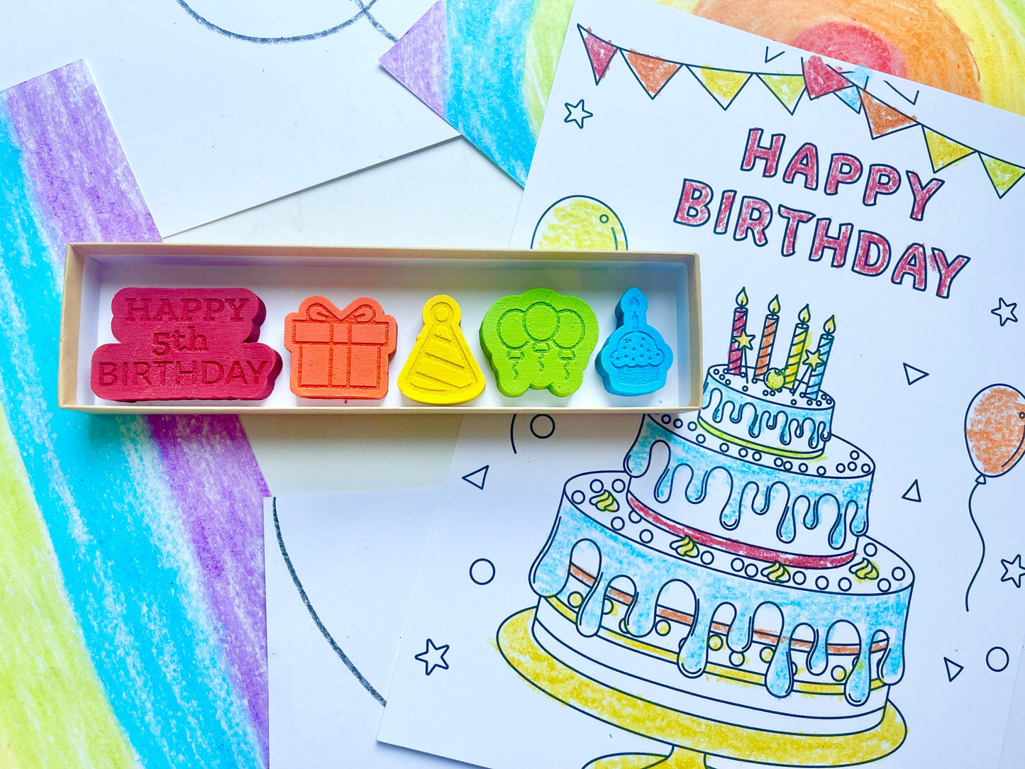 5th Birthday Crayons - 5th Birthday Gifts - Kids Happy Birthday Gifts - Kids Birthday Presents - Gifts For Kids - 5th Birthday Party Favors