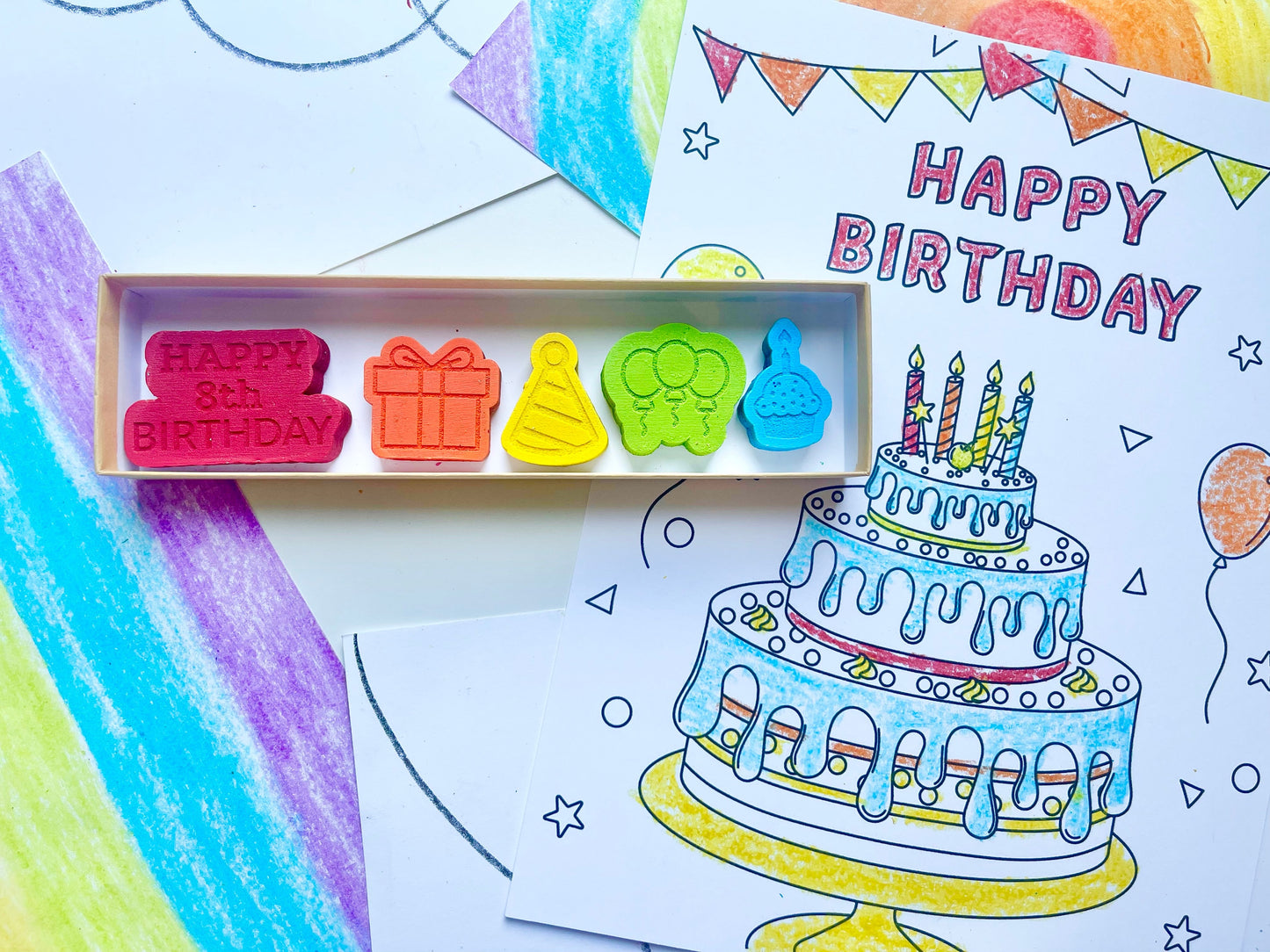 8th Birthday Crayons - 8th Birthday Gifts - Kids Happy Birthday Gifts - Kids Birthday Presents - Gifts For Kids - 8th Birthday Party Favors