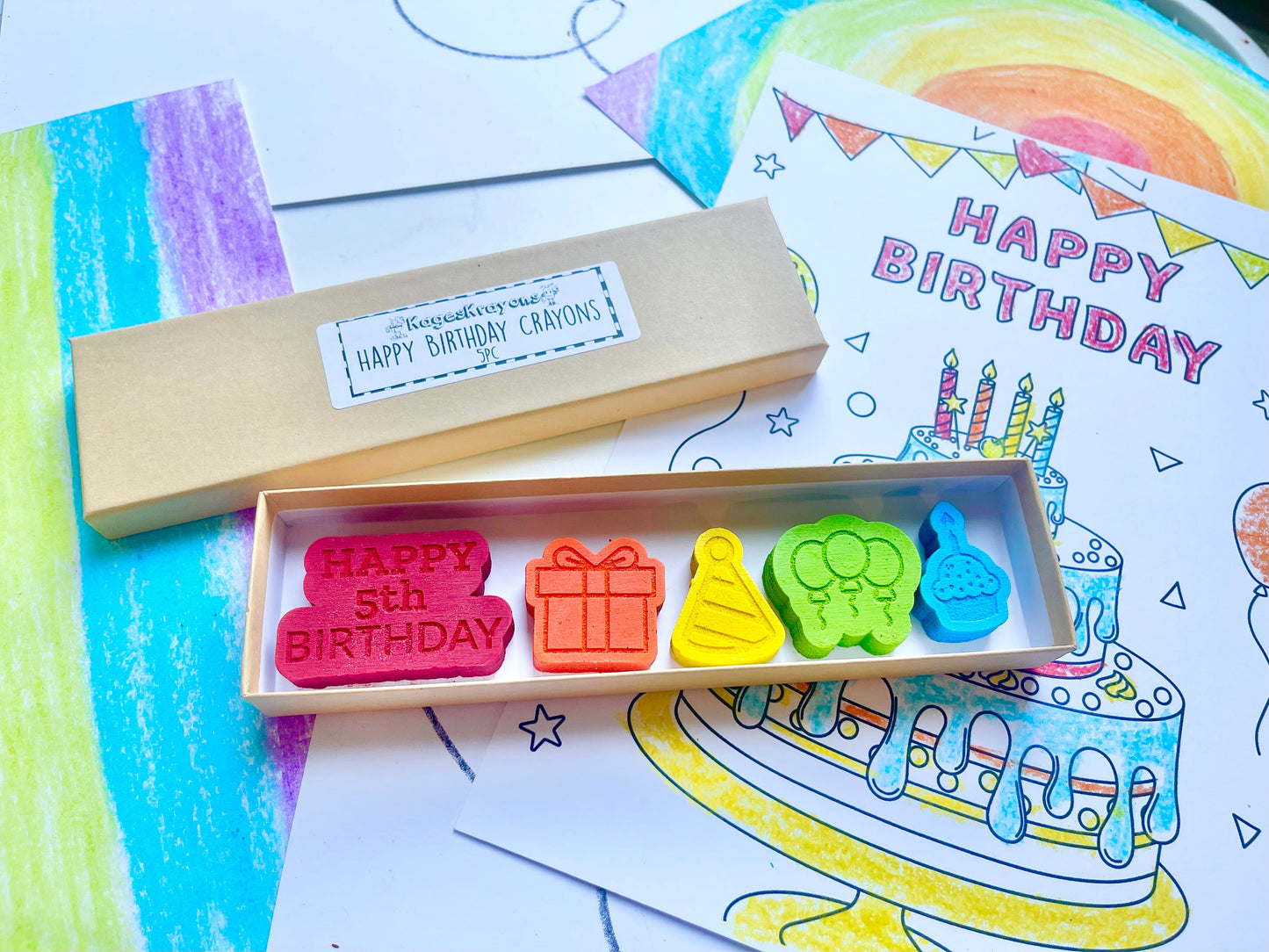 5th Birthday Crayons - 5th Birthday Gifts - Kids Happy Birthday Gifts - Kids Birthday Presents - Gifts For Kids - 5th Birthday Party Favors