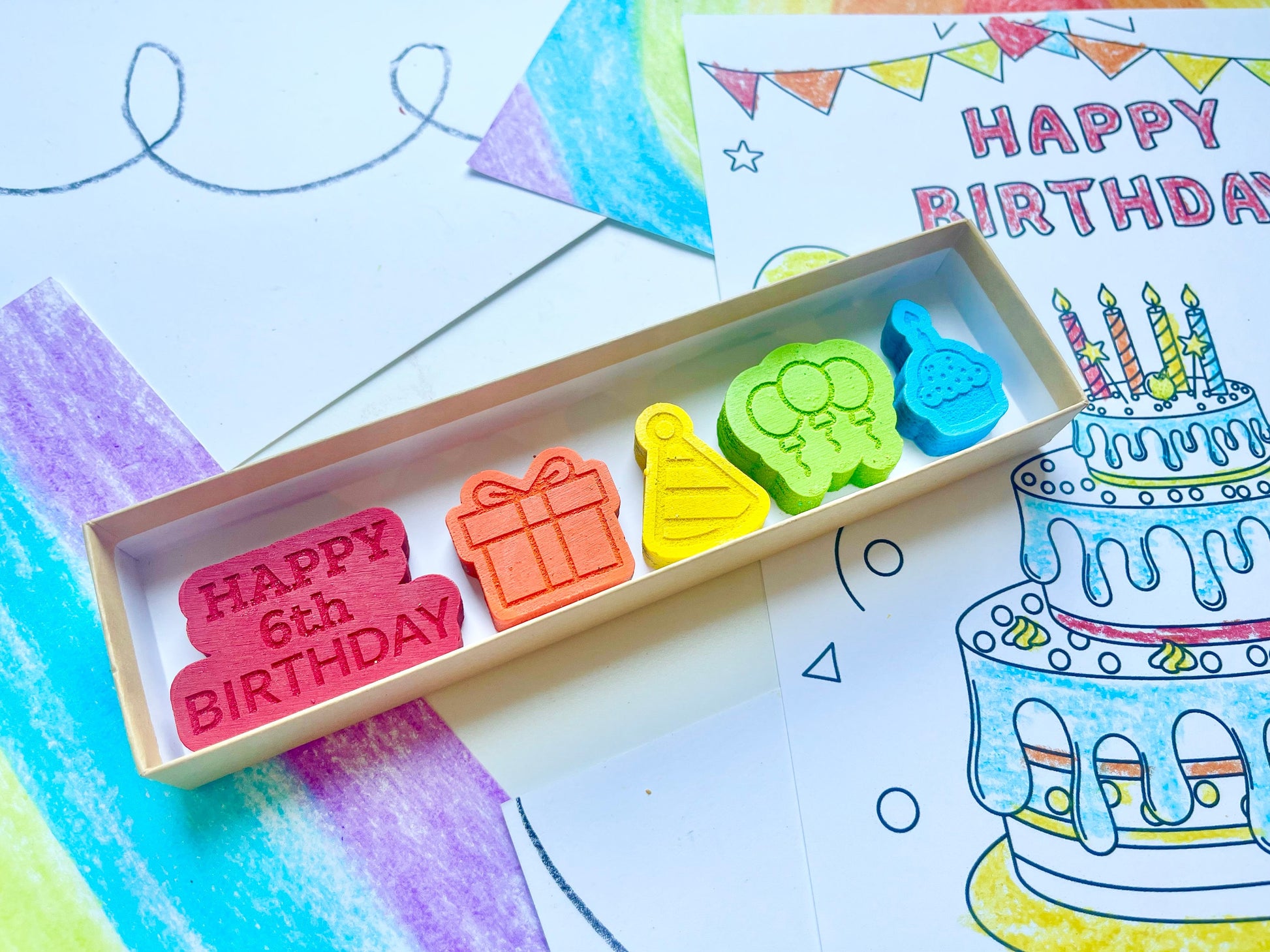 6th Birthday Crayons - 6th Birthday Gifts - Kids Happy Birthday Gifts - Kids Birthday Presents - Gifts For Kids - 6th Birthday Party Favors