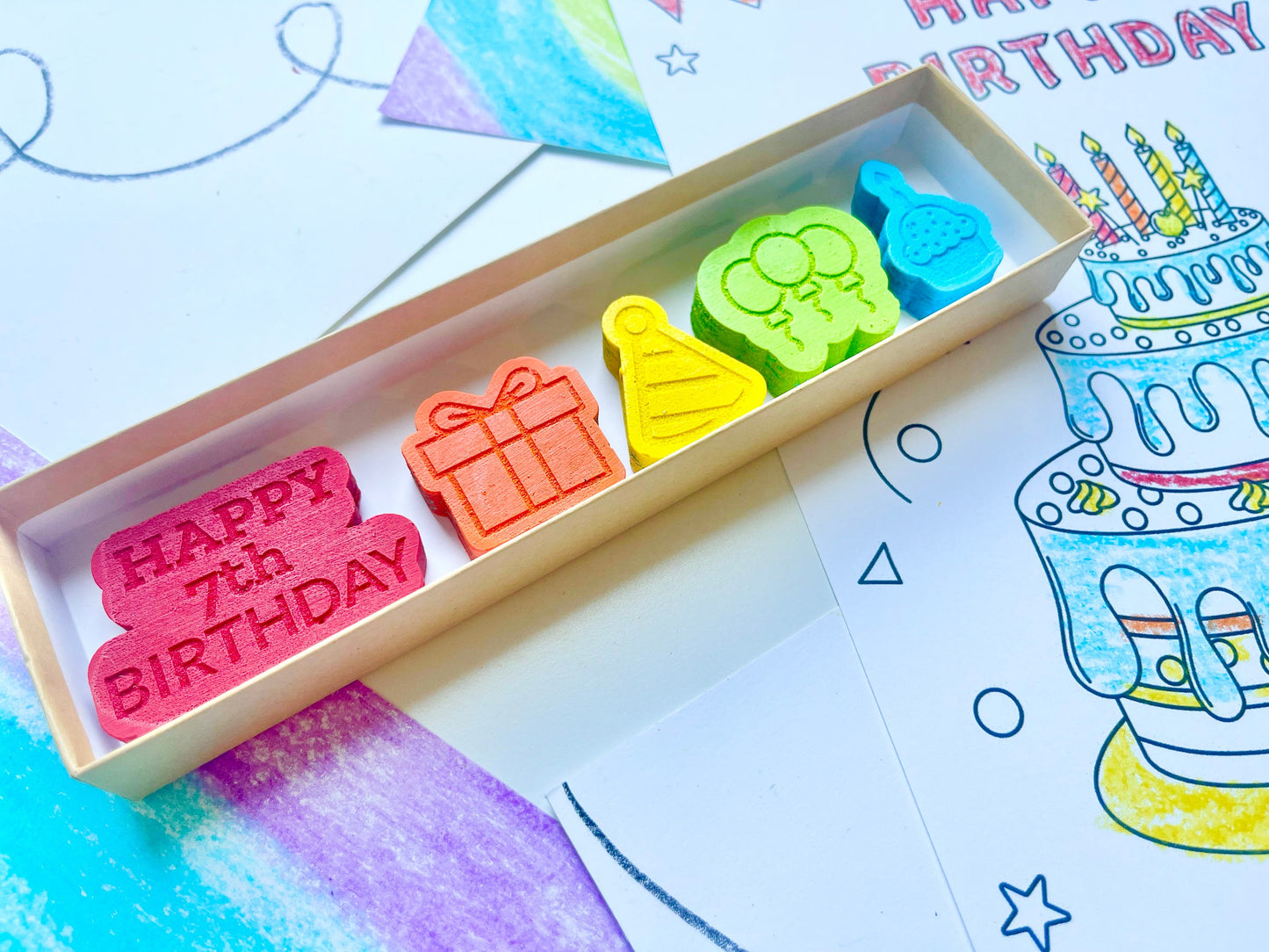 7th Birthday Crayons - 7th Birthday Gifts - Kids Happy Birthday Gifts - Kids Birthday Presents - Gifts For Kids - 7th Birthday Party Favors