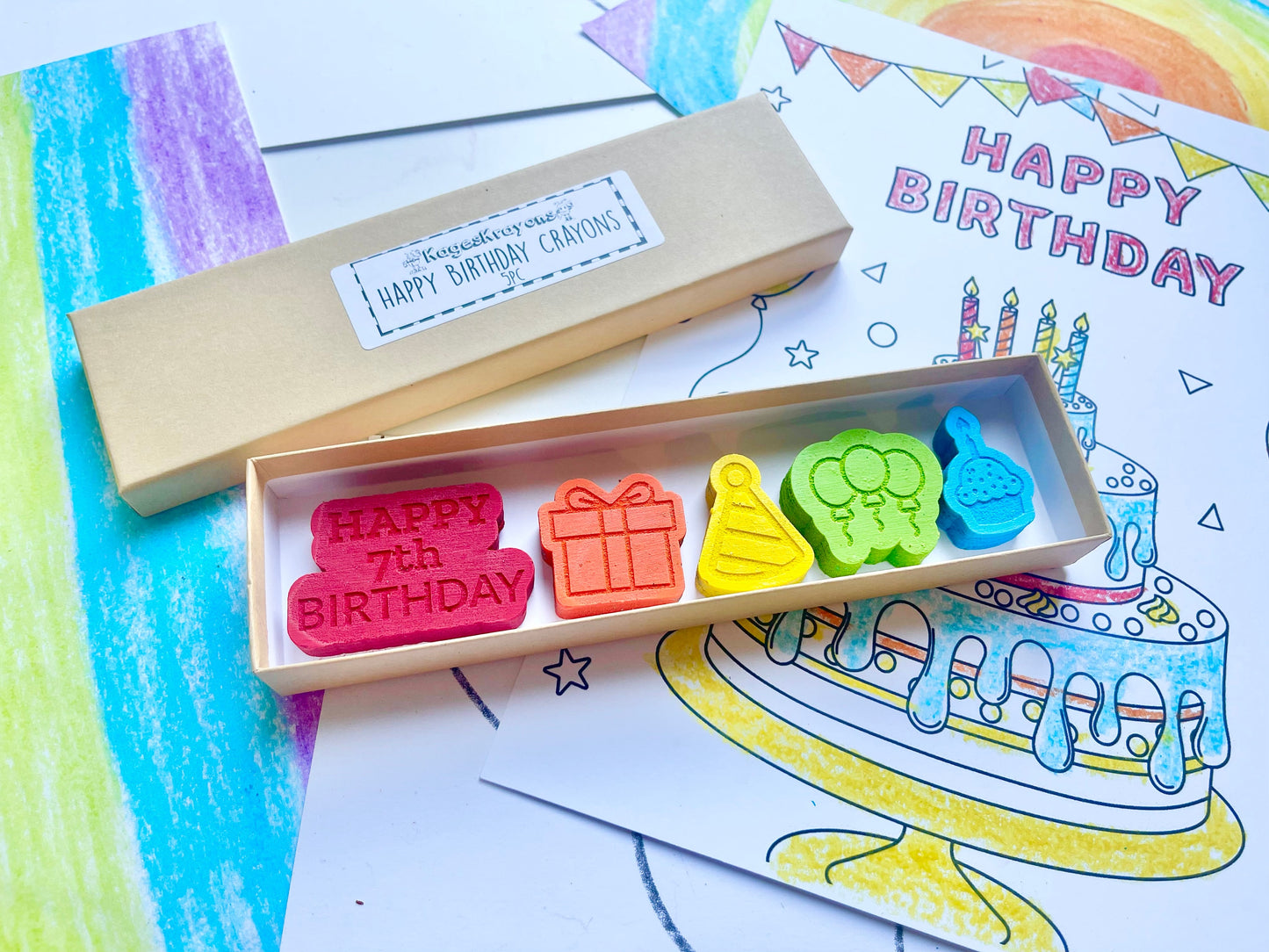 7th Birthday Crayons - 7th Birthday Gifts - Kids Happy Birthday Gifts - Kids Birthday Presents - Gifts For Kids - 7th Birthday Party Favors