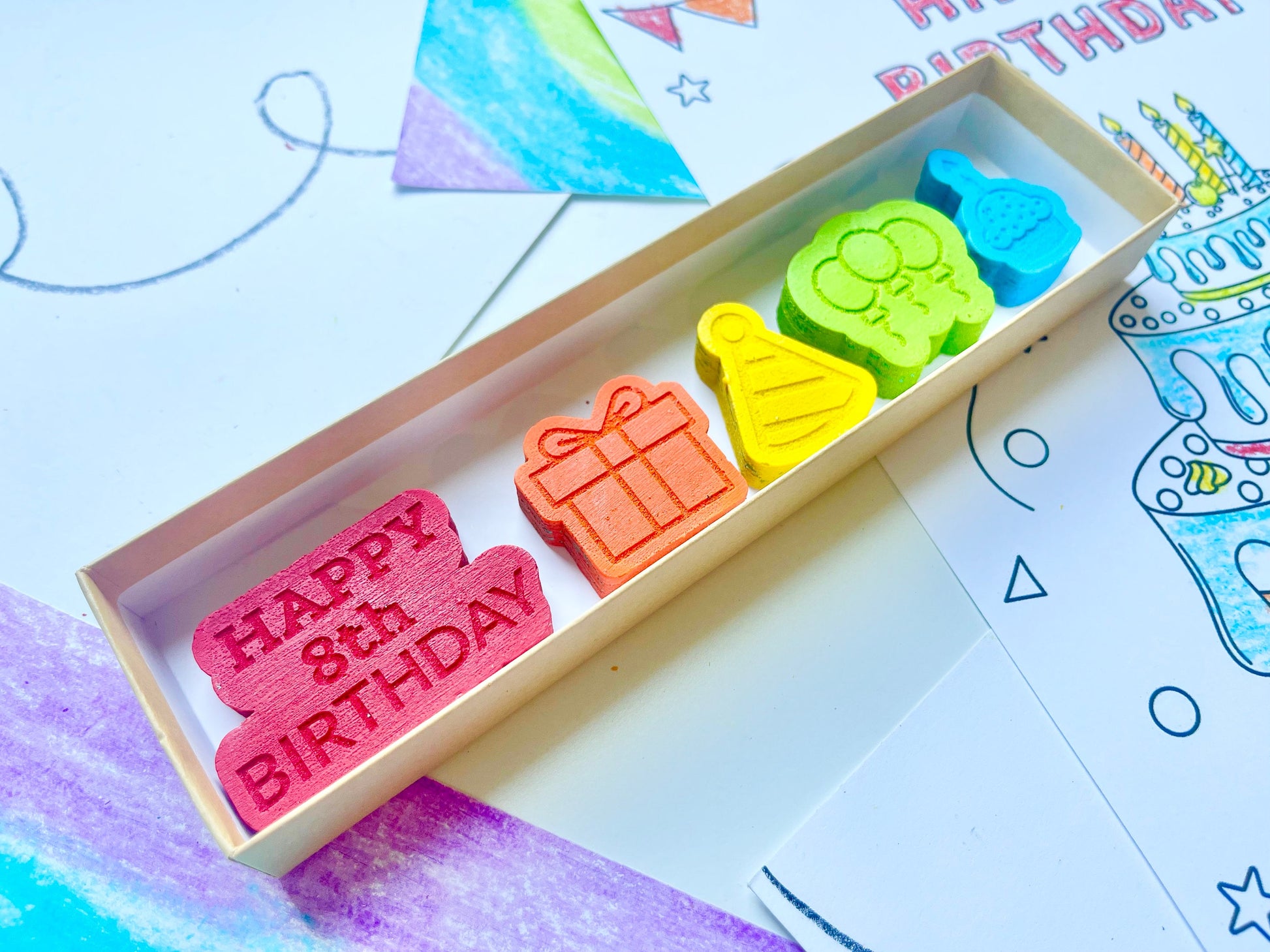 8th Birthday Crayons - 8th Birthday Gifts - Kids Happy Birthday Gifts - Kids Birthday Presents - Gifts For Kids - 8th Birthday Party Favors