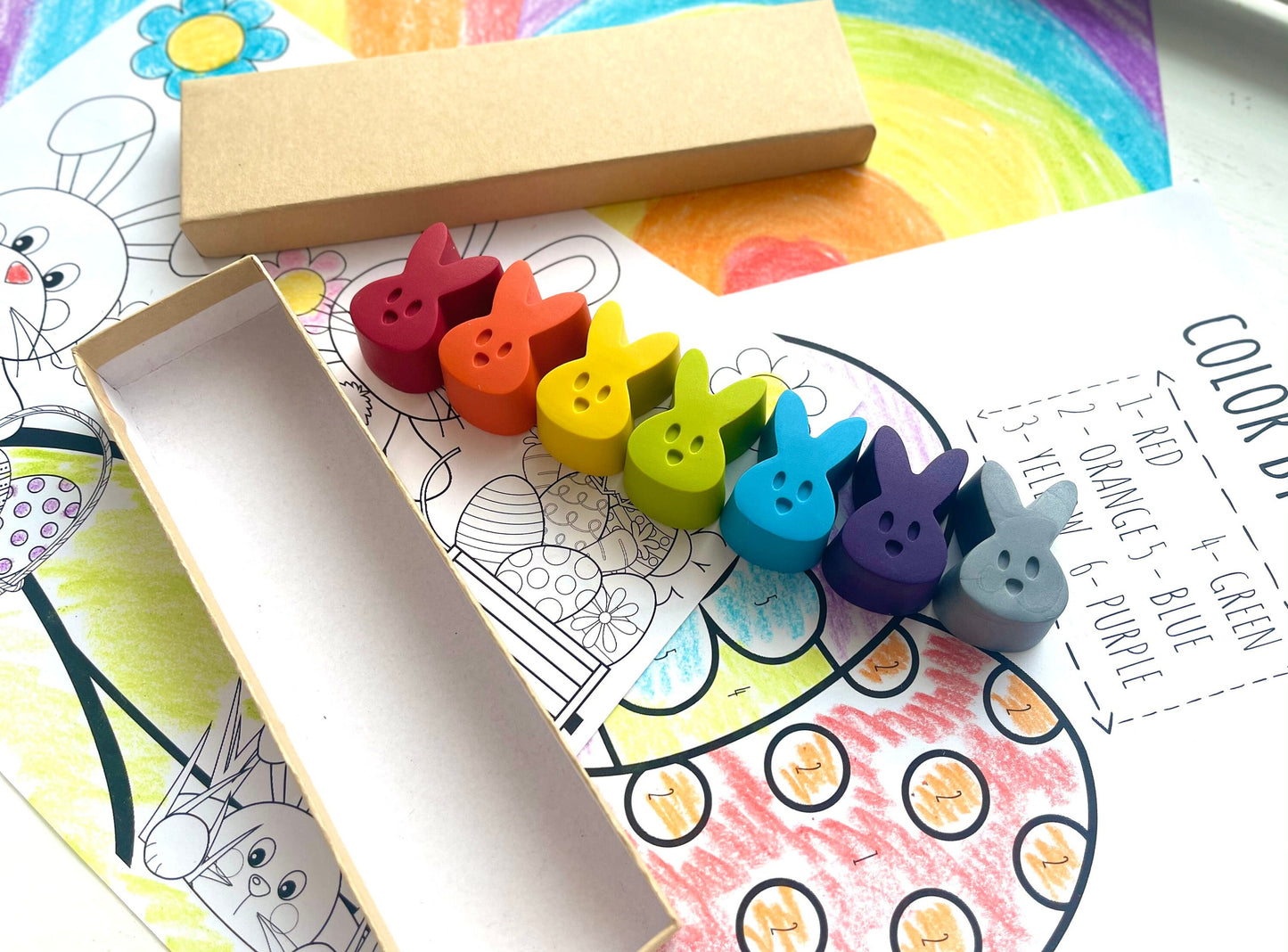 Bunny Crayons - Easter Basket Stuffers - Kids Stocking Stuffers - Birthday Gifts For Kids - Kids Gifts - Kids Party Favors - Gifts For Kids