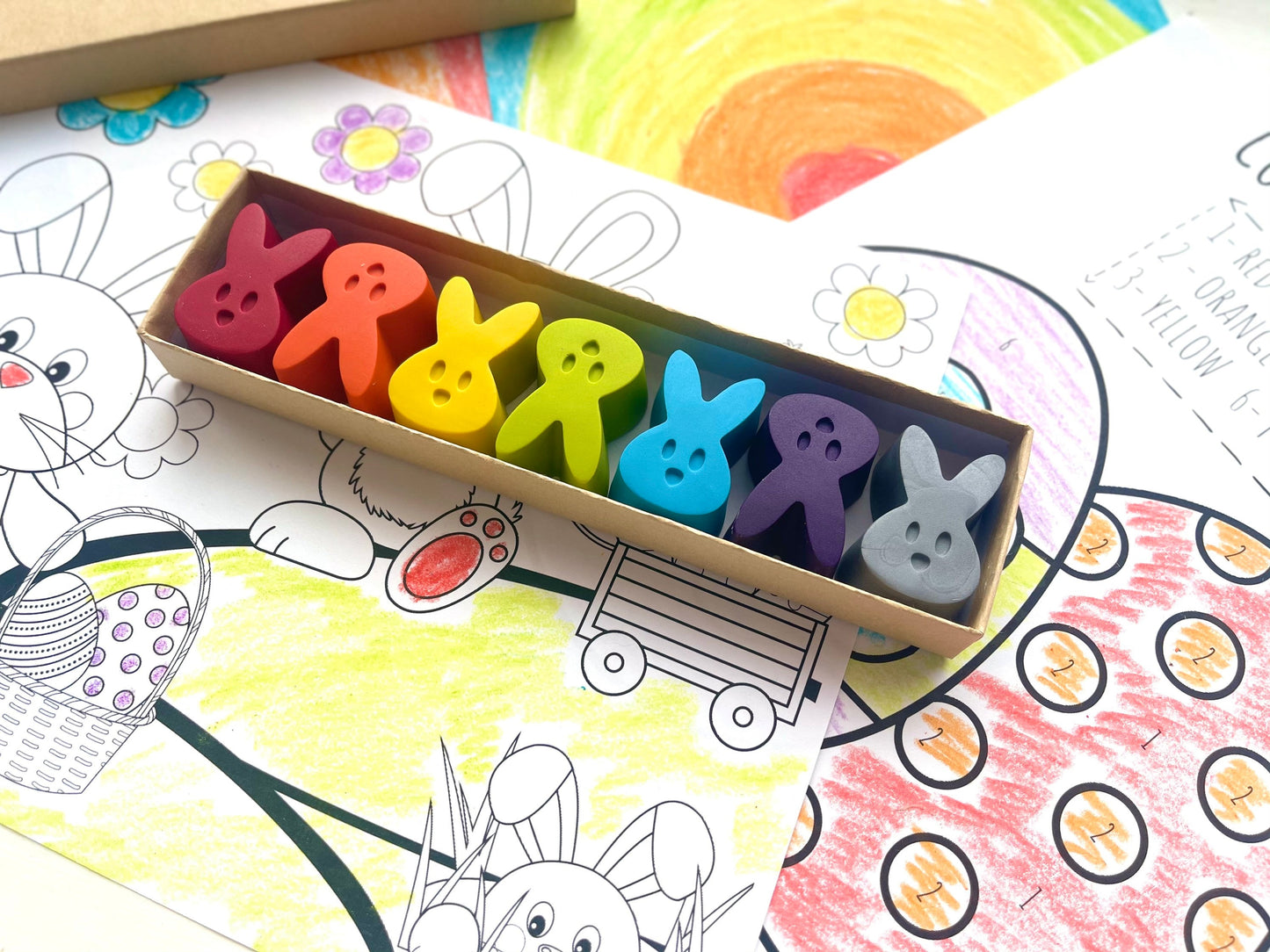 Bunny Crayons - Easter Basket Stuffers - Kids Stocking Stuffers - Birthday Gifts For Kids - Kids Gifts - Kids Party Favors - Gifts For Kids