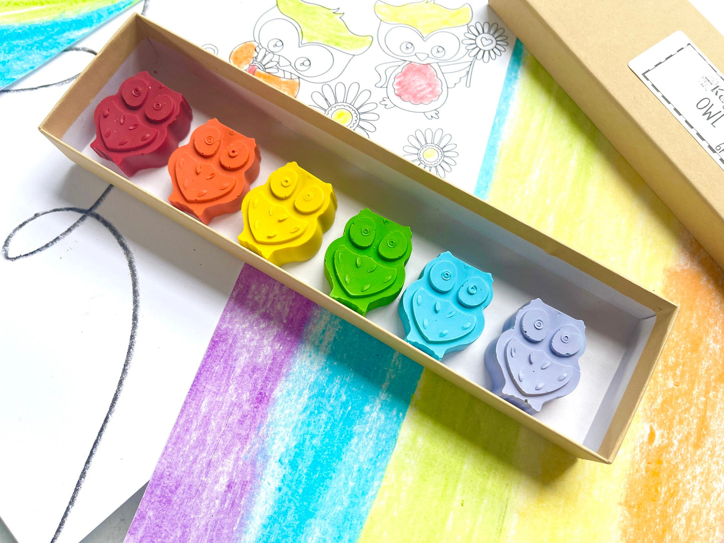 Owl Crayons - Woodland Party Favors - Kids Gifts - Kids Stocking Stuffers - Kids Birthday Gifts - Easter Basket Stuffers - Kids Party Favors