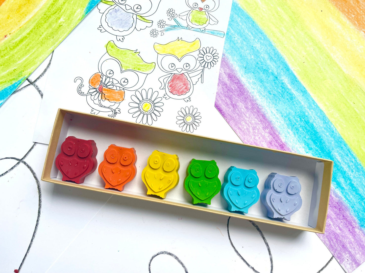 Owl Crayons - Woodland Party Favors - Kids Gifts - Kids Stocking Stuffers - Kids Birthday Gifts - Easter Basket Stuffers - Kids Party Favors