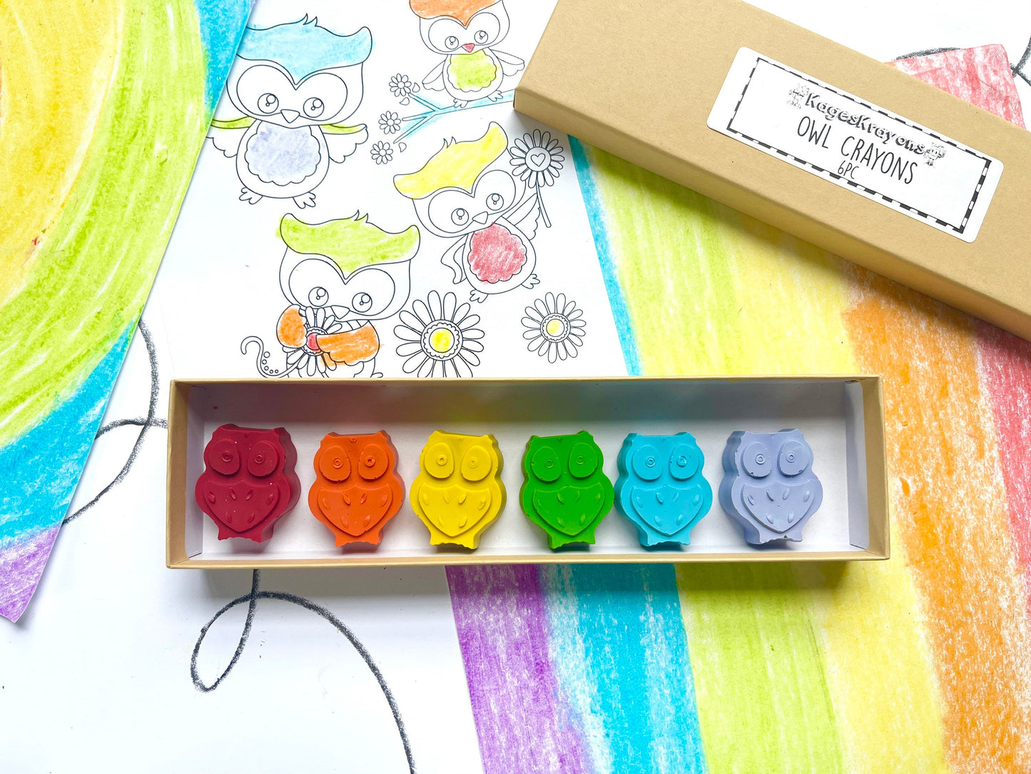 Owl Crayons - Woodland Party Favors - Kids Gifts - Kids Stocking Stuffers - Kids Birthday Gifts - Easter Basket Stuffers - Kids Party Favors