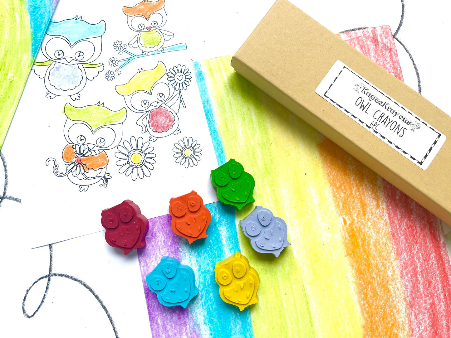 Owl Crayons - Woodland Party Favors - Kids Gifts - Kids Stocking Stuffers - Kids Birthday Gifts - Easter Basket Stuffers - Kids Party Favors