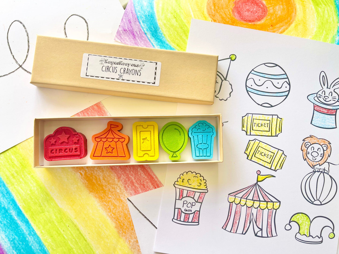 Circus Crayons - Circus Party Favors - Kids Gifts - Stocking Stuffers - Kids Birthday Gifts - Easter Basket Stuffers - Carnival Party Favors