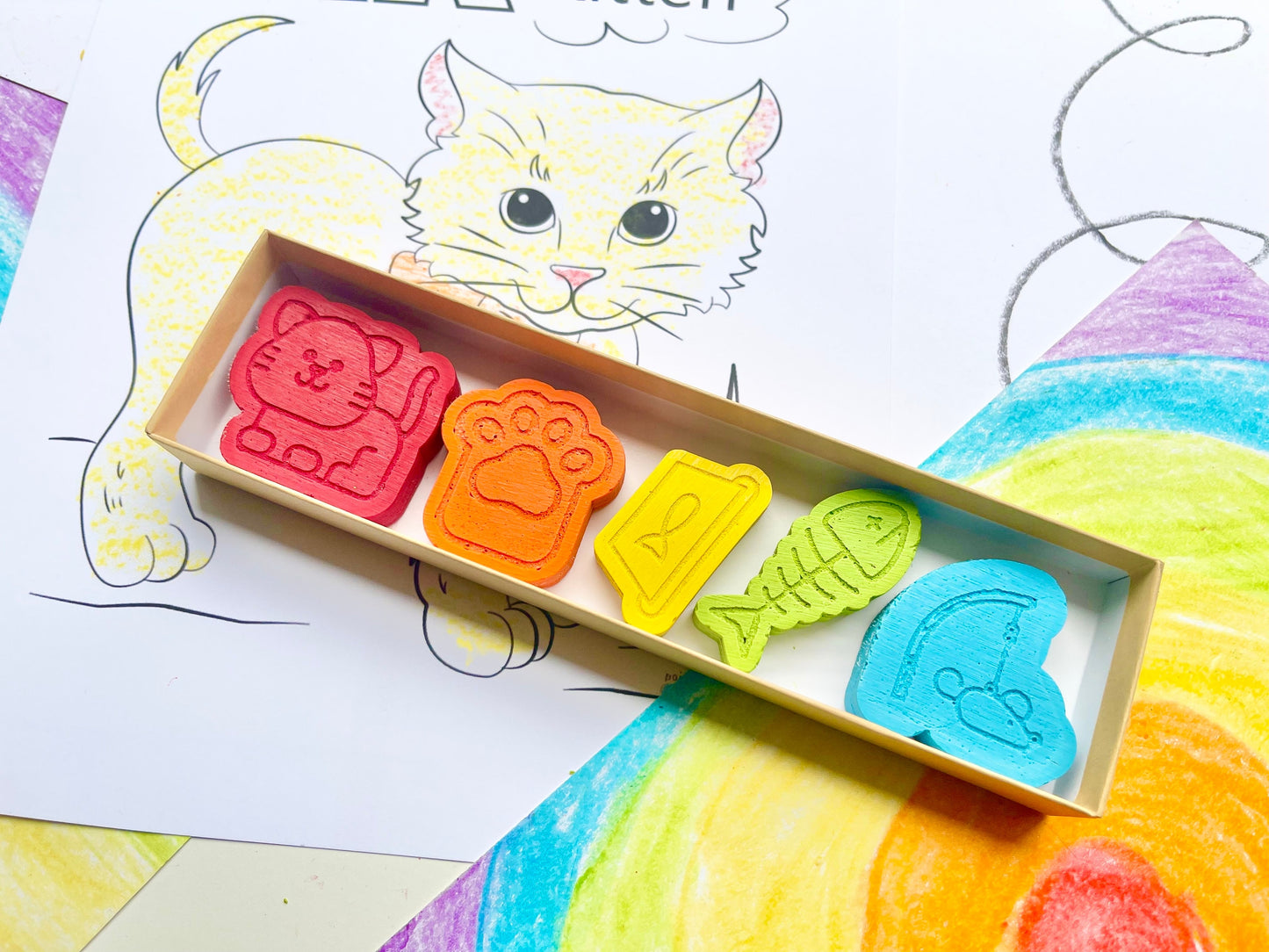 Cat Crayons - Cat Birthday Party Favors - Kids Gifts - Gifts For Kids - Kids Stocking Stuffers - Easter Basket Stuffers - Cat Lover Gifts