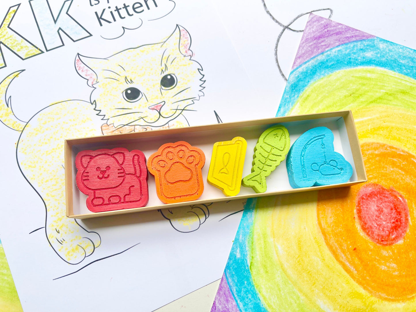 Cat Crayons - Cat Birthday Party Favors - Kids Gifts - Gifts For Kids - Kids Stocking Stuffers - Easter Basket Stuffers - Cat Lover Gifts