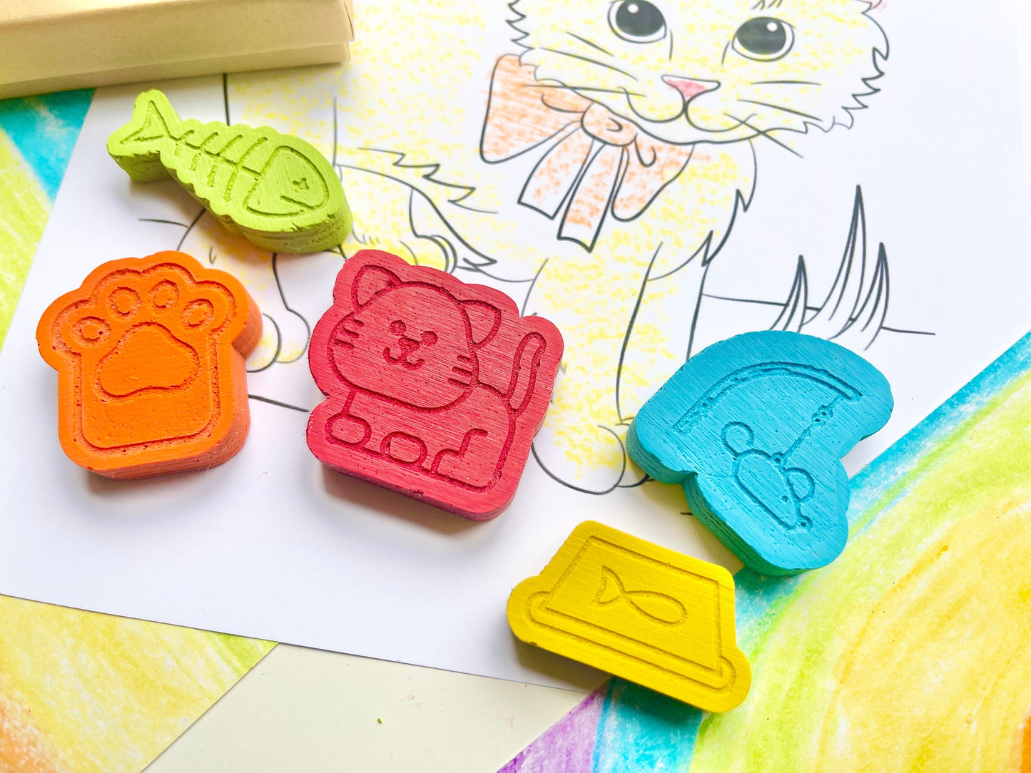 Cat Crayons - Cat Birthday Party Favors - Kids Gifts - Gifts For Kids - Kids Stocking Stuffers - Easter Basket Stuffers - Cat Lover Gifts